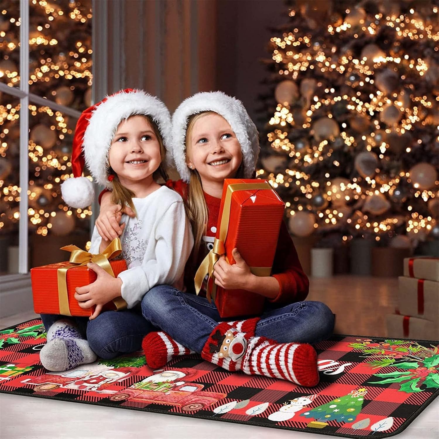 Alfombras de cocina navideñas con gnomo de Feliz Navidad, antideslizantes, acolchadas, resistentes a las manchas, lavables a máquina, juego de