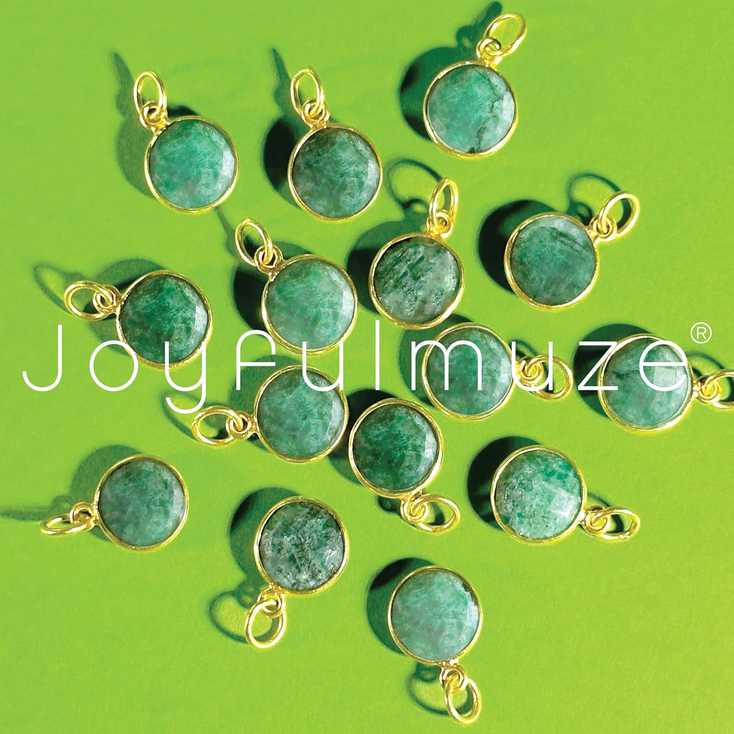 Raw Emerald Gemstone Necklace, Green Natural Round Stone Pendant, 925 Sterling Silver Gold Jewelry, Handmade Gift for Women and Men, May Birthstone