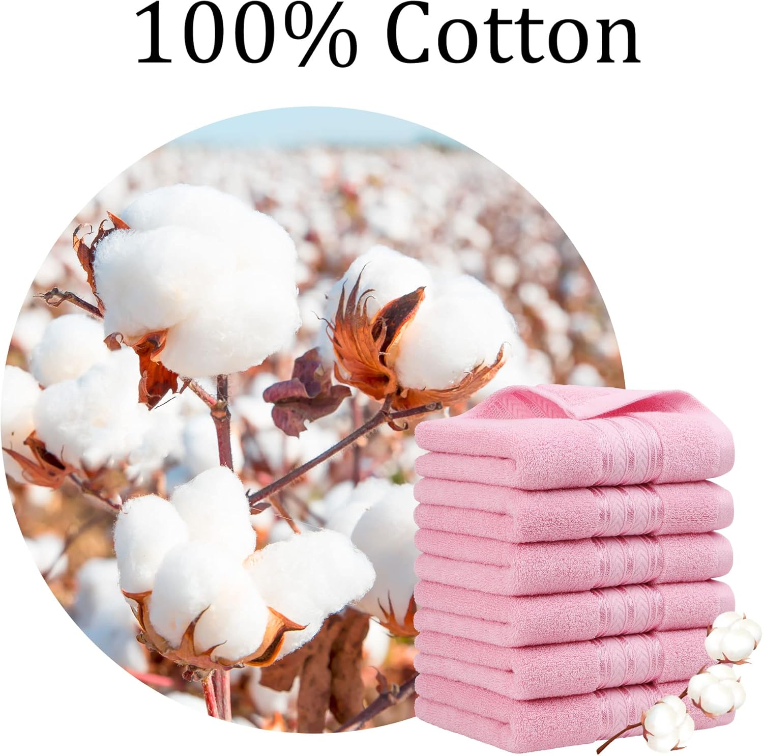 PiccoCasa Toallas de mano para baño, 13 x 29 pulgadas, 100% algodón (paquete de 6), suaves y altamente absorbentes, toallas de algodón de gran