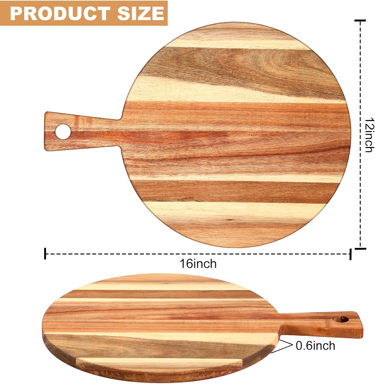 3 tablas de cortar de madera de acacia con asa, tabla de cortar de madera para charcutería, tabla de servir de varios tamaños, bandeja de servir
