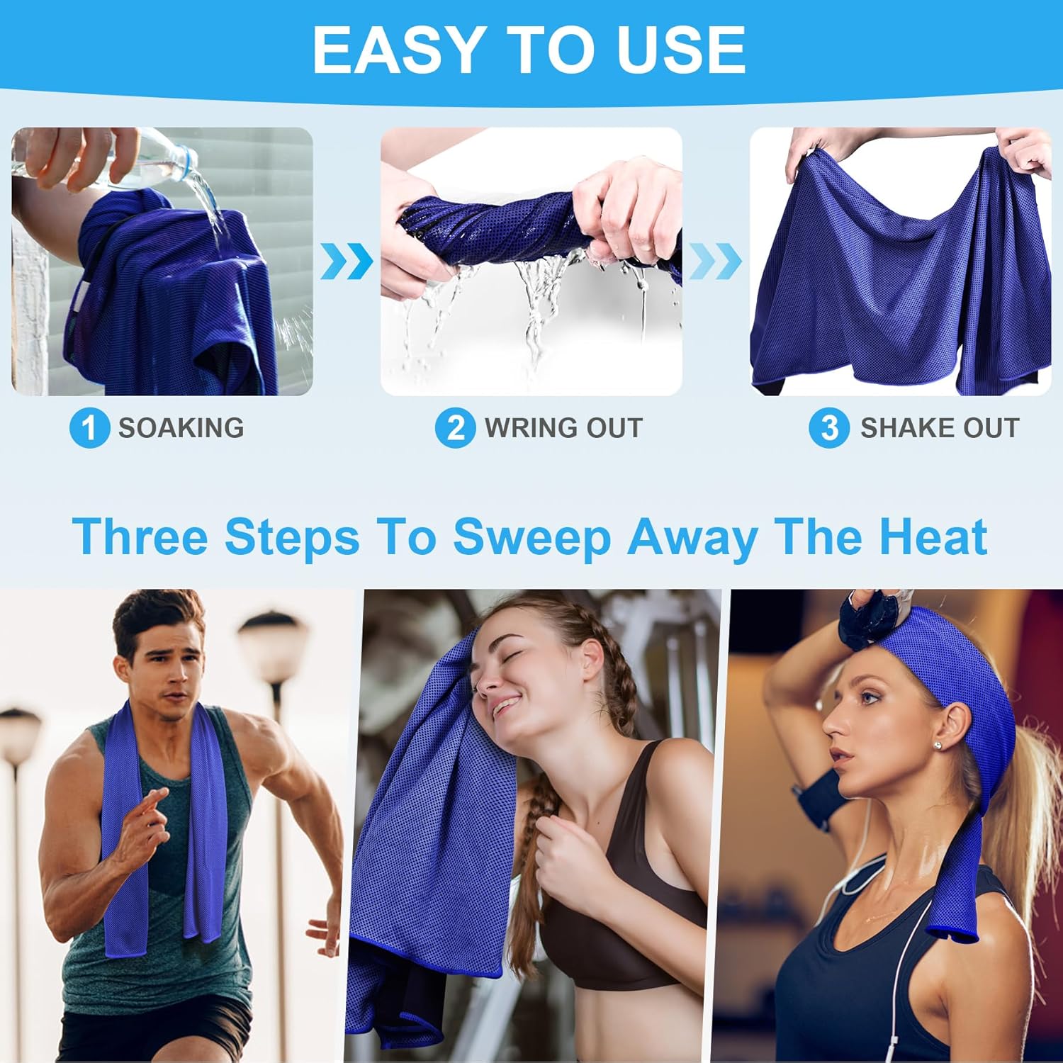 U-pick Toallas refrescantes para climas cálidos, toalla de microfibra fría instantánea suave, trapos frescos para cuello y cara, toalla de sudor