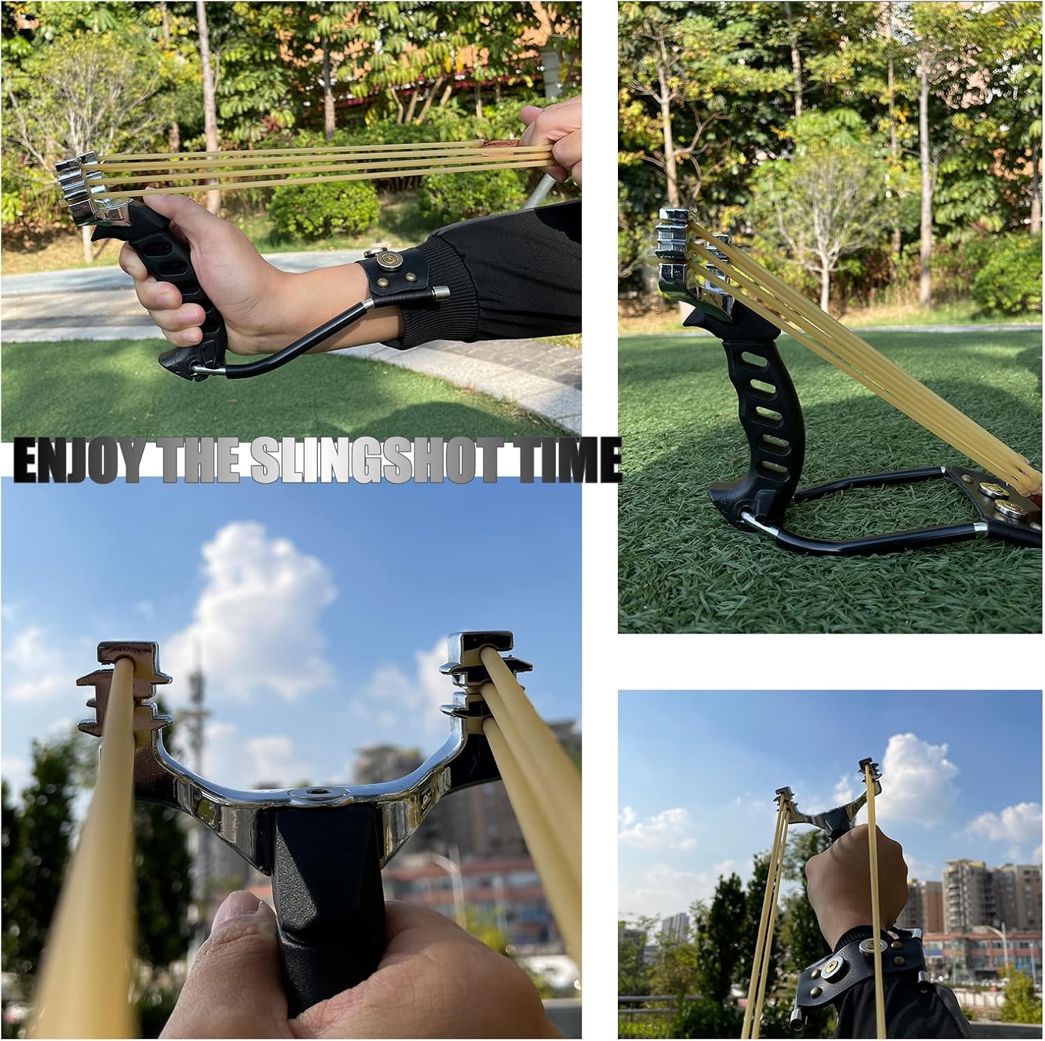 Juego de tirachinas profesionales fuertes, tirachinas para cazar cohetes con potencia de soporte de muñeca, tirachinas de catapulta de alta