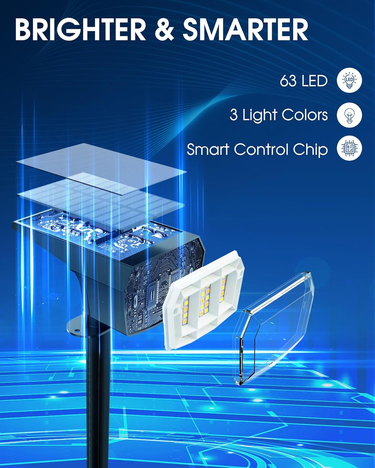Biling Luces solares 3 en 1 cálidasblancasnaturales para exteriores, paquete de 6 luces solares impermeables para exteriores, focos solares para