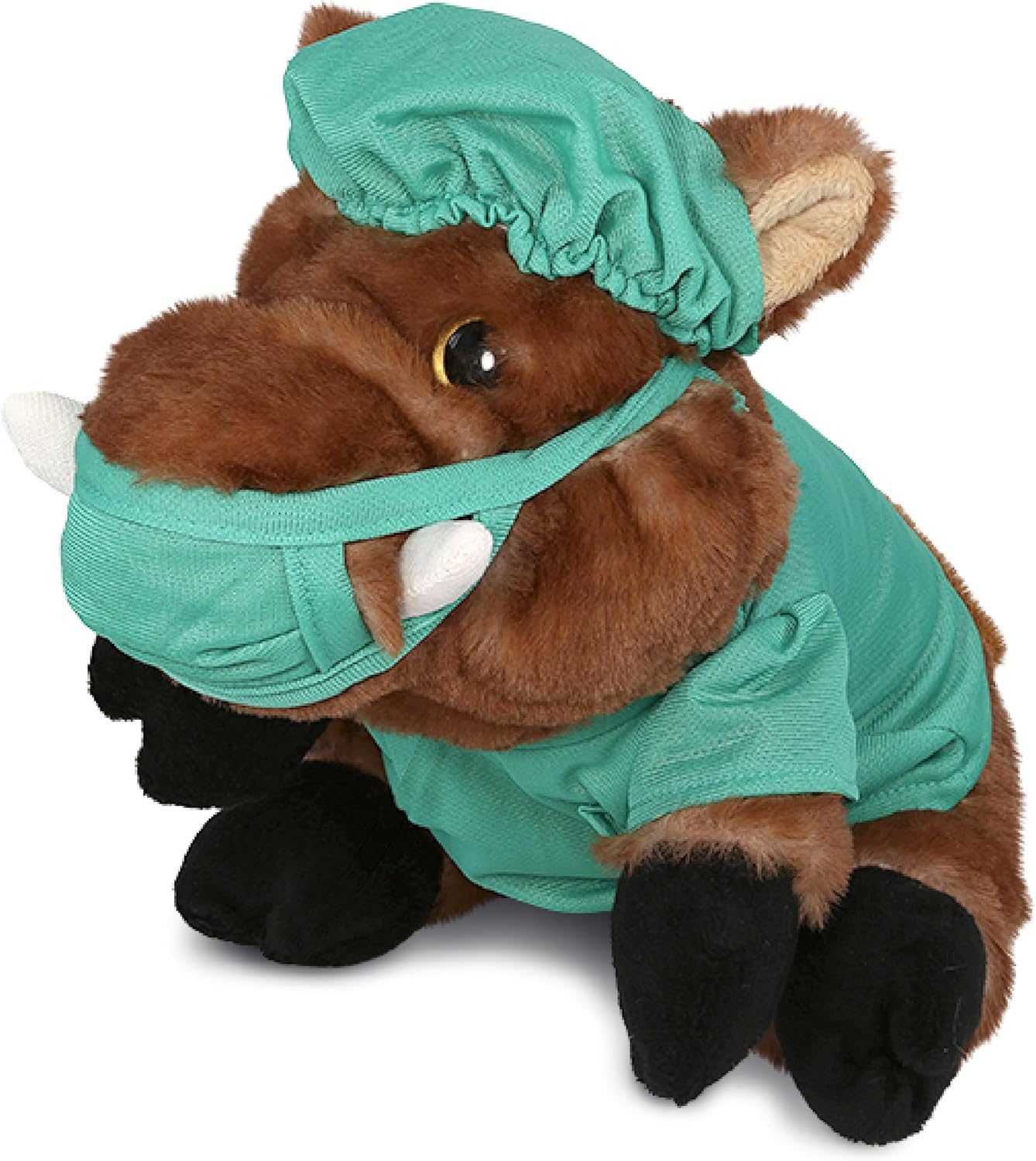DolliBu Juguete de peluche de médico de jabalí salvaje, súper suave, disfraz de médico de jabalí con bonito uniforme y traje de gorra, regalo con