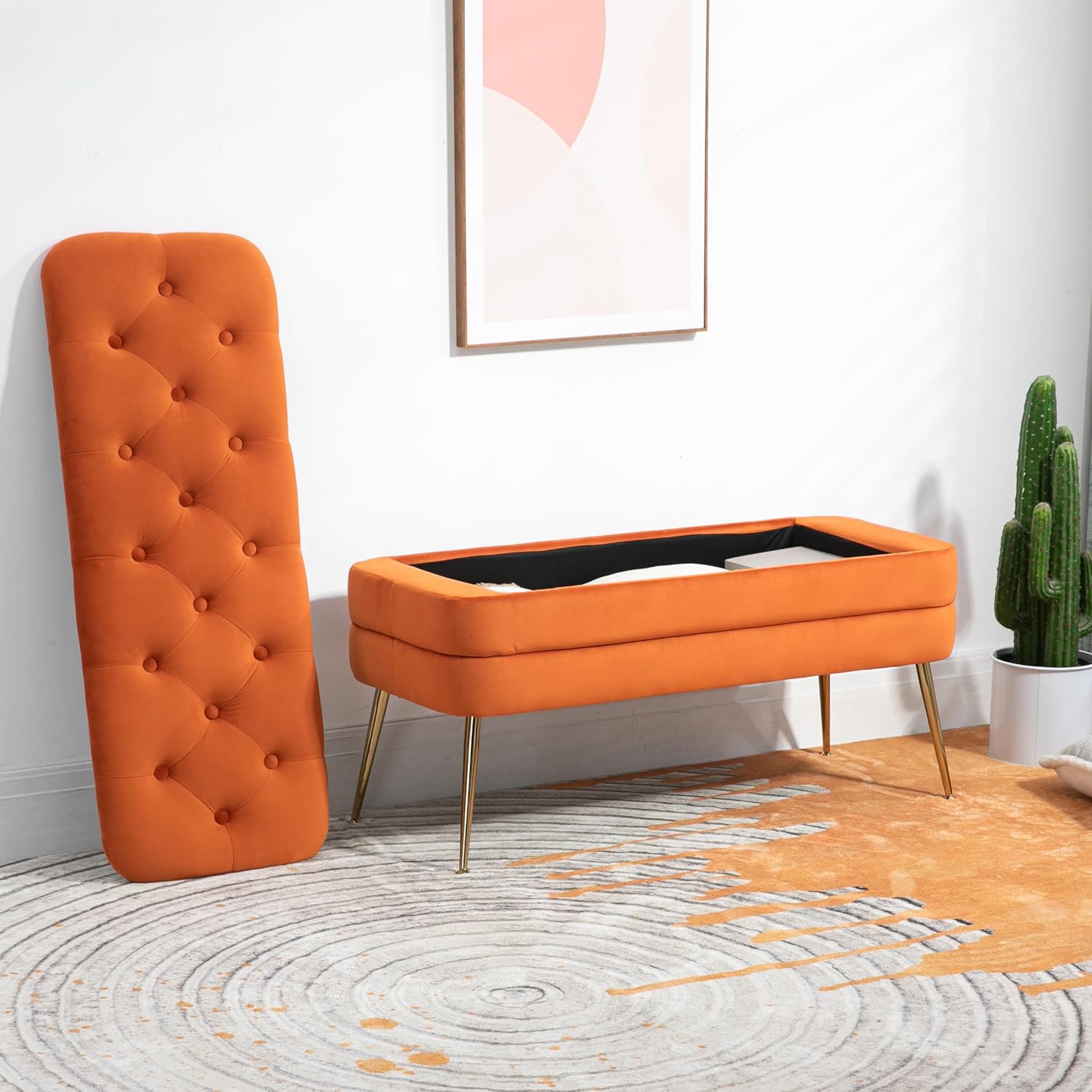 Lofaris Banco de almacenamiento, banco de extremo de dormitorio, taburete suave que puede abrir almacenamiento, conveniente y duradero, otomana