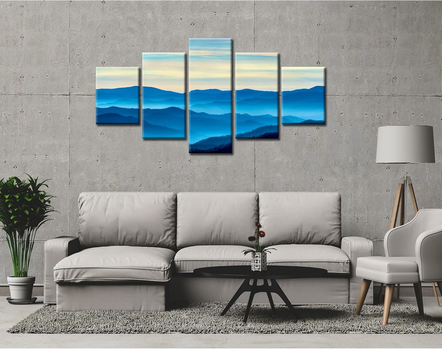 Lienzo decorativo para pared, diseño de parque nacional de montañas humeantes, impresión de imagen, pintura de paisaje natural, póster azul, marco