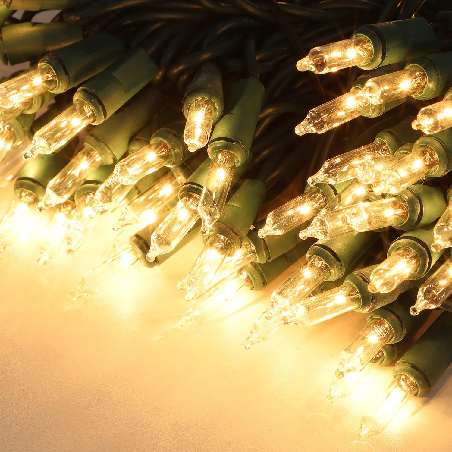 Luces de Navidad, 150 unidades, 33 pies, luces de hadas de alambre verde, luces de árbol de Navidad conectables con certificación UL de 120 V para