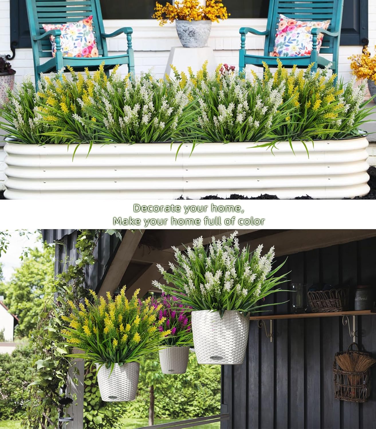 RECUTMS Plantas y flores artificiales para exteriores, flores artificiales para exteriores, plantas falsas para exteriores, flores resistentes a los