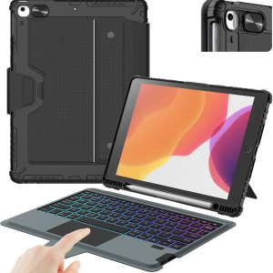 Nillkin Funda para iPad de 9 generación con teclado desmontable (10.2 pulgadas, 2021), 7 colores de retroiluminación, trackpad preciso, soporte para Nillkin Funda para iPad de 9 generación con teclado desmontable (10.2 pulgadas, 2021), 7 colores de retroiluminación, trackpad preciso, soporte para