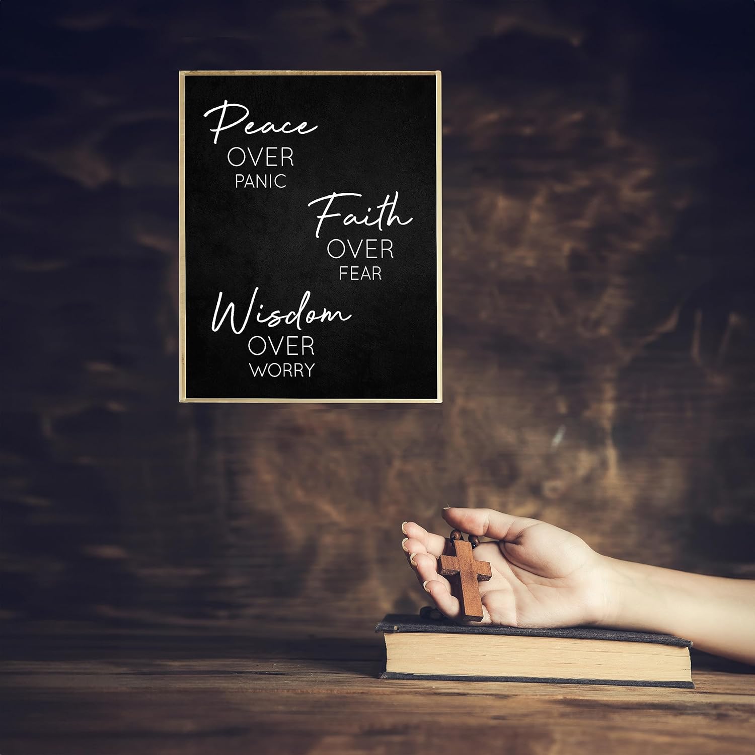Peace, Faith & Wisdom- Christian Spiritual Wall Art. Modern Inspirational Wall Art Print. Ideal For Home Decor, Office Decor & Church Decor. Perfect