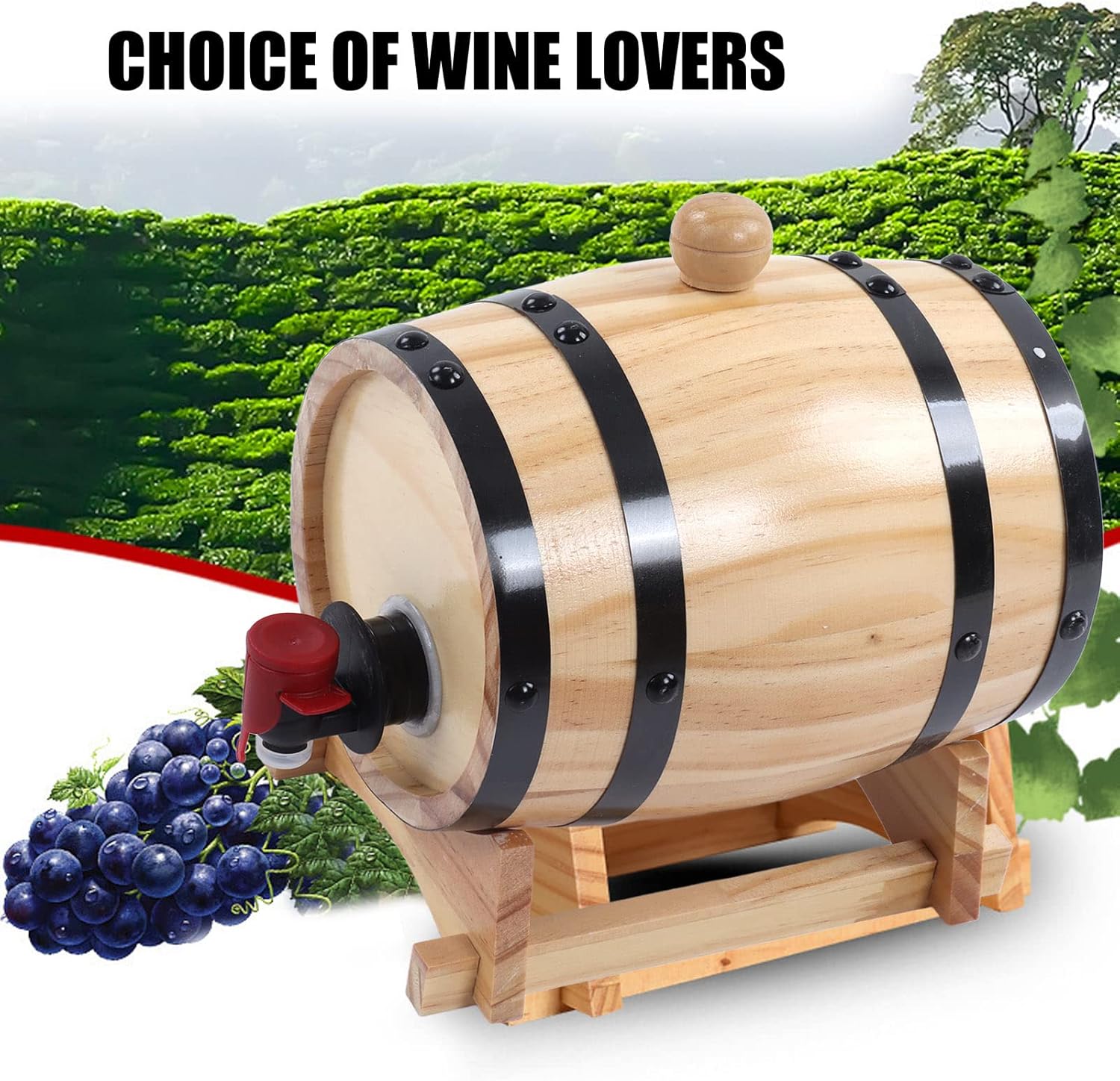 Wine Oak Barrels, Clear Wood Grain Oak Aging Barrels for Bar (1L)