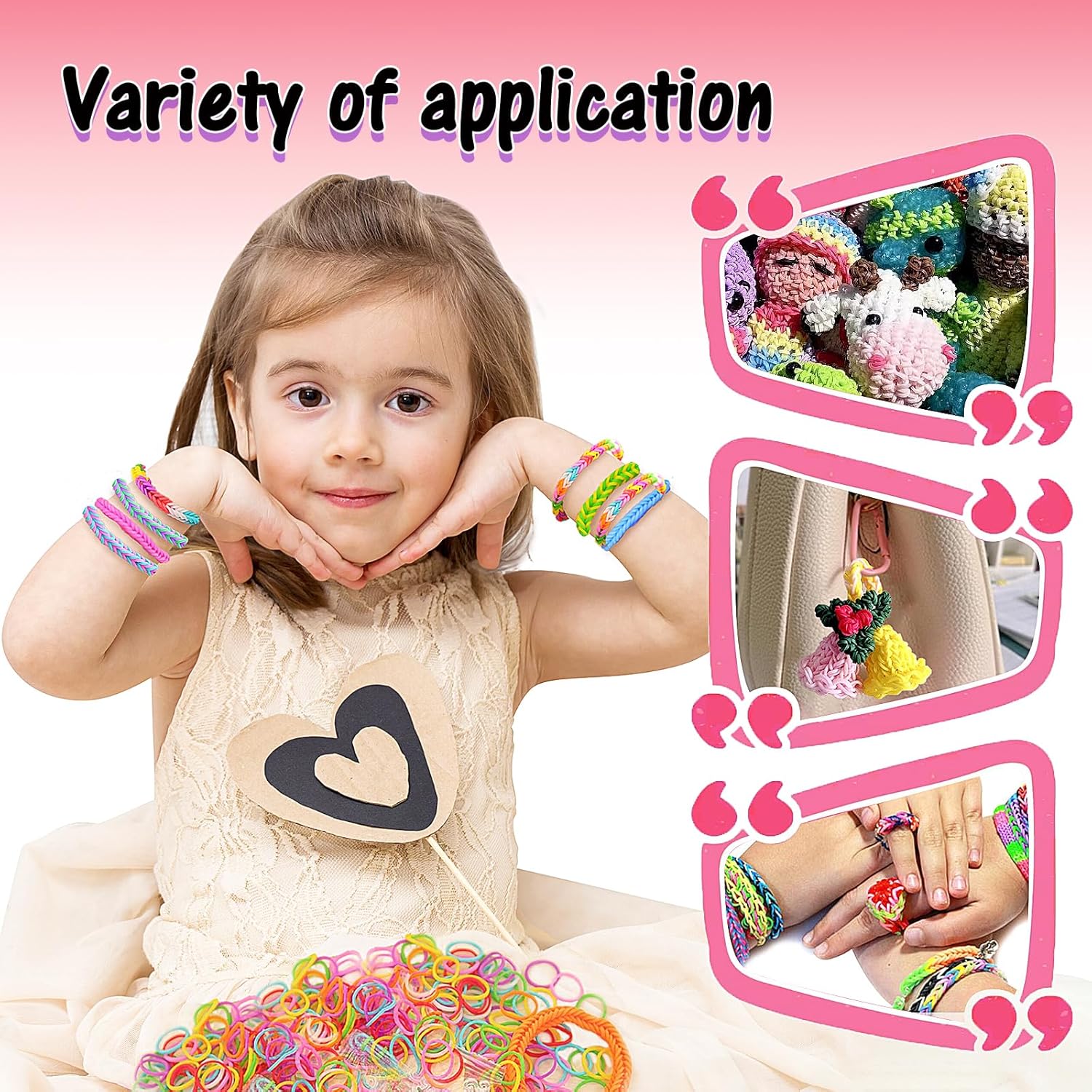 FUNZBO Kit de pulsera de goma de más de 18000  32 colores bandas de telar para kits de fabricación de joyas, kit de manualidades y manualidades de