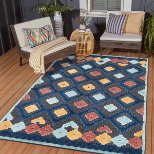 Unique Loom Belize Outdoor Collection – Alfombra rectangular de 2 x 3 pies 1 pulgada, color carbón y azul marino Unique Loom Belize Outdoor Collection – Alfombra rectangular de 2 x 3 pies 1 pulgada, color carbón y azul marino