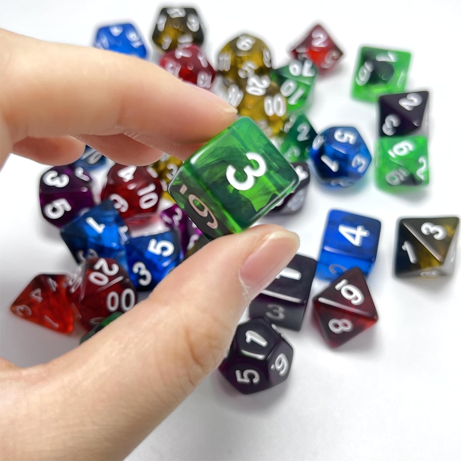 DND – Juego de dados transparentes poliédricos  IDTQ Dungeons and Dragons Purple translúcidos juego de dados RPG MTG juegos de mesa 5 juegos D4 D6