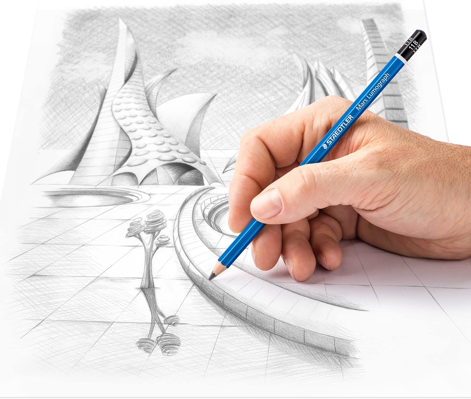 Staedtler Mars Lumograph 11B – Lápiz de dibujo artístico de grafito, muy suave, resistente a la rotura, 12 unidades, 100-11B