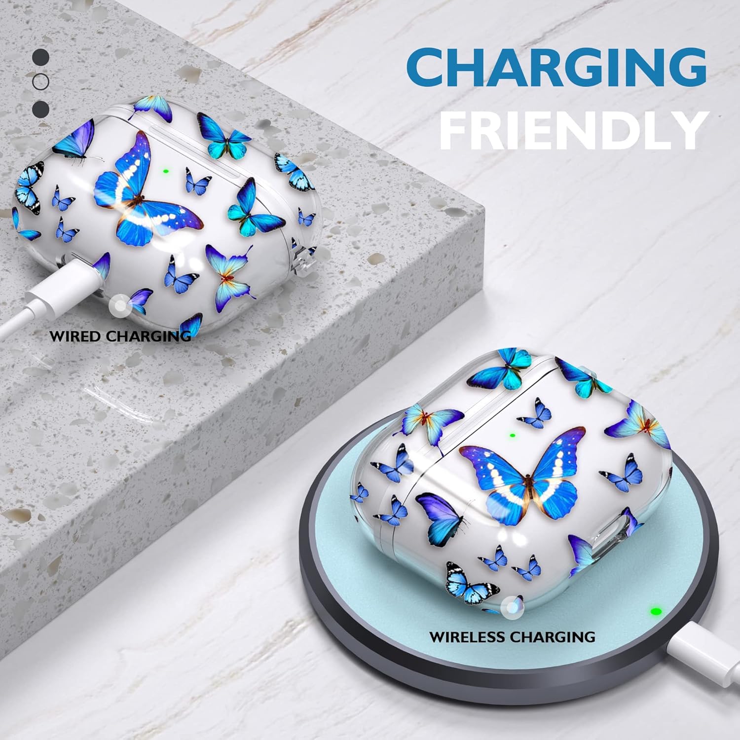 Maxjoy Funda compatible con AirPods de 3 generación, funda transparente de tercera generación con llavero protector duro de 3 generación diseñada