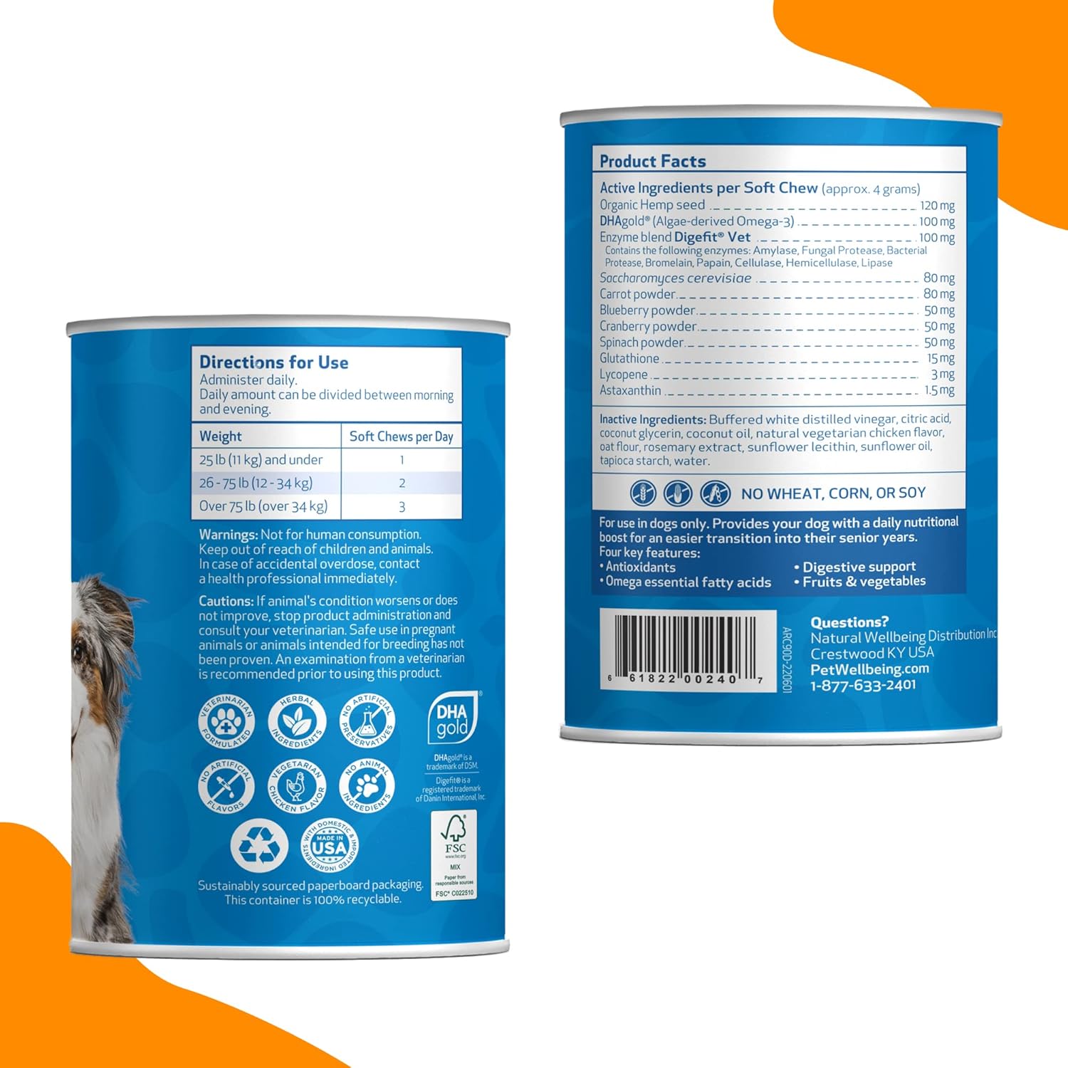 Pet Wellbeing Age Right – Masticables para perros en sus mejores y mayores años – Formulados por veterinarios – Soporte multifuncional diario para