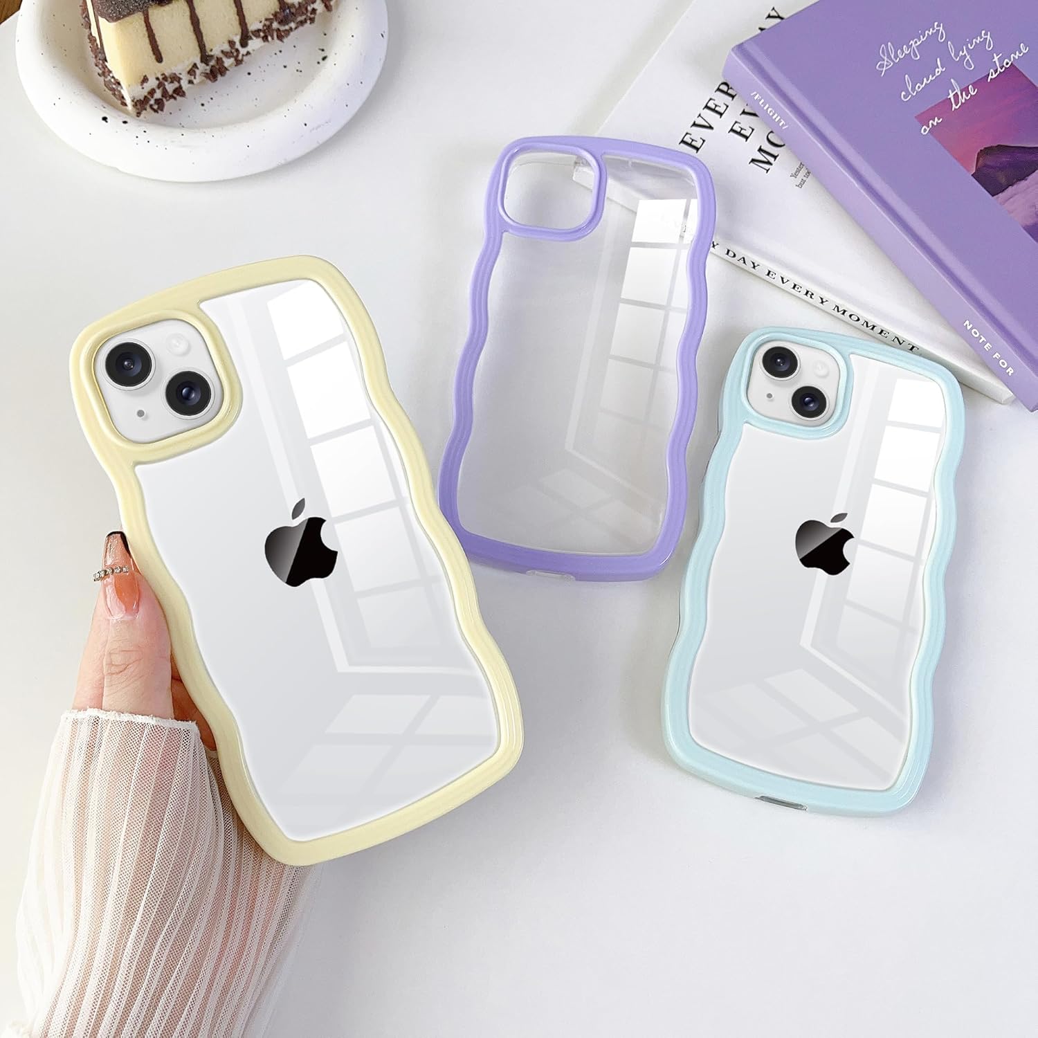 Jmltech Funda para iPhone 15 Plus, diseño femenino rizado, ondulado, transparente, de silicona, híbrido, a prueba de golpes, ultrafino, estético,