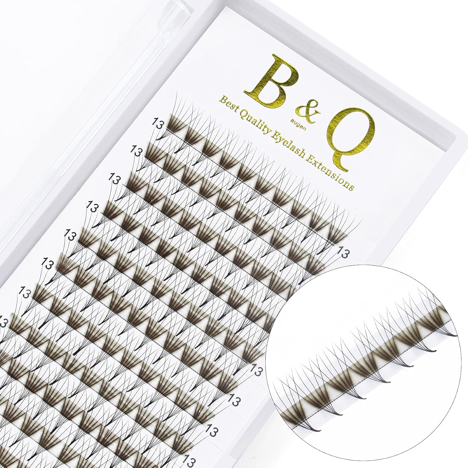 Extensiones de pestañas postizas en abanico 6D-C-0.10-0.63 pulgadas, extensiones de pestañas postizas de volumen en abanico con base puntiaguda,