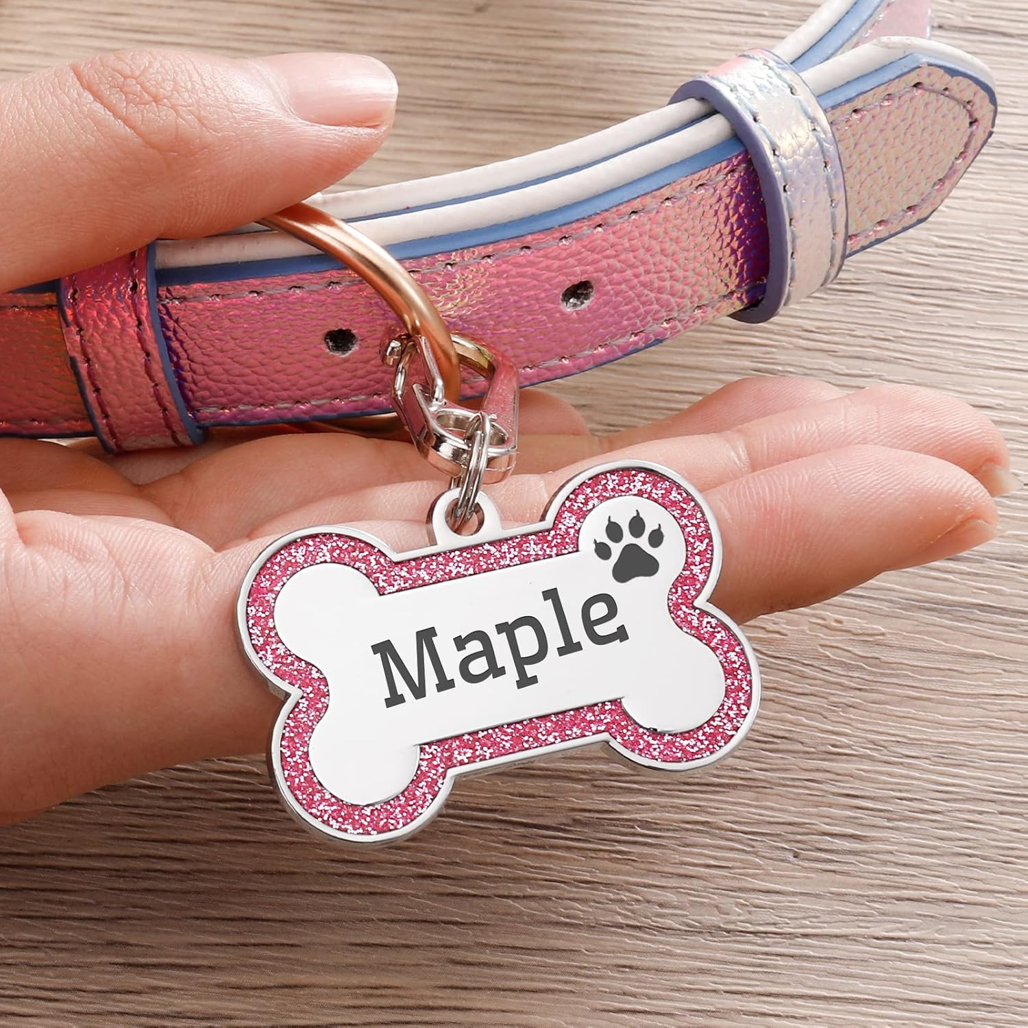 Etiquetas de identificación personalizadas grabadas para mascotas, grabadas personalizadas, fáciles de leer, etiquetas de identificación