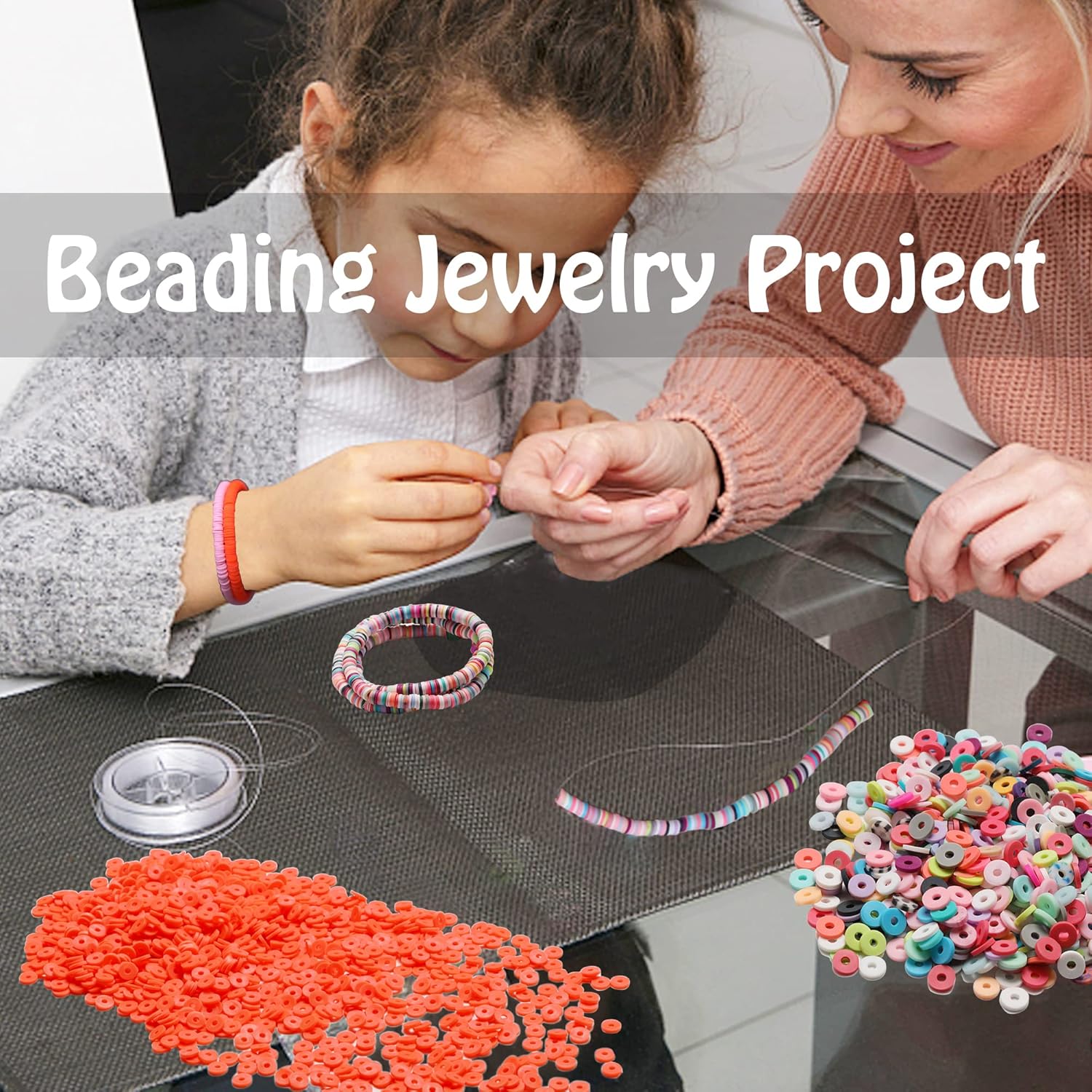 4000 cuentas de arcilla naranja para hacer pulseras, cuentas planas espaciadoras de polímero, bricolaje para joyería, collares, aretes, kit de
