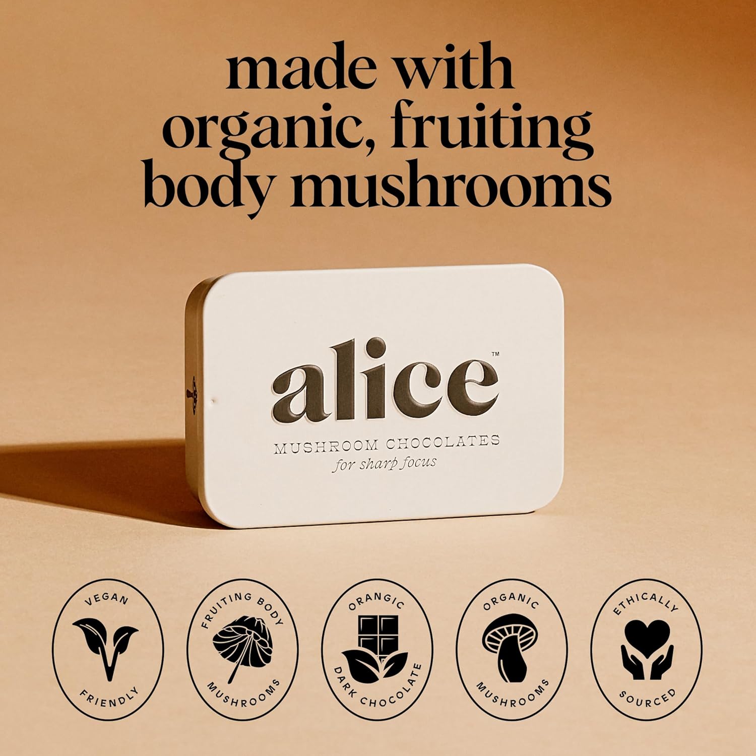 Alice Lluvia de ideas de hongos  Chocolates de hongos  Bocados energéticos para concentración, claridad y función cognitiva  Melena de león, hongos