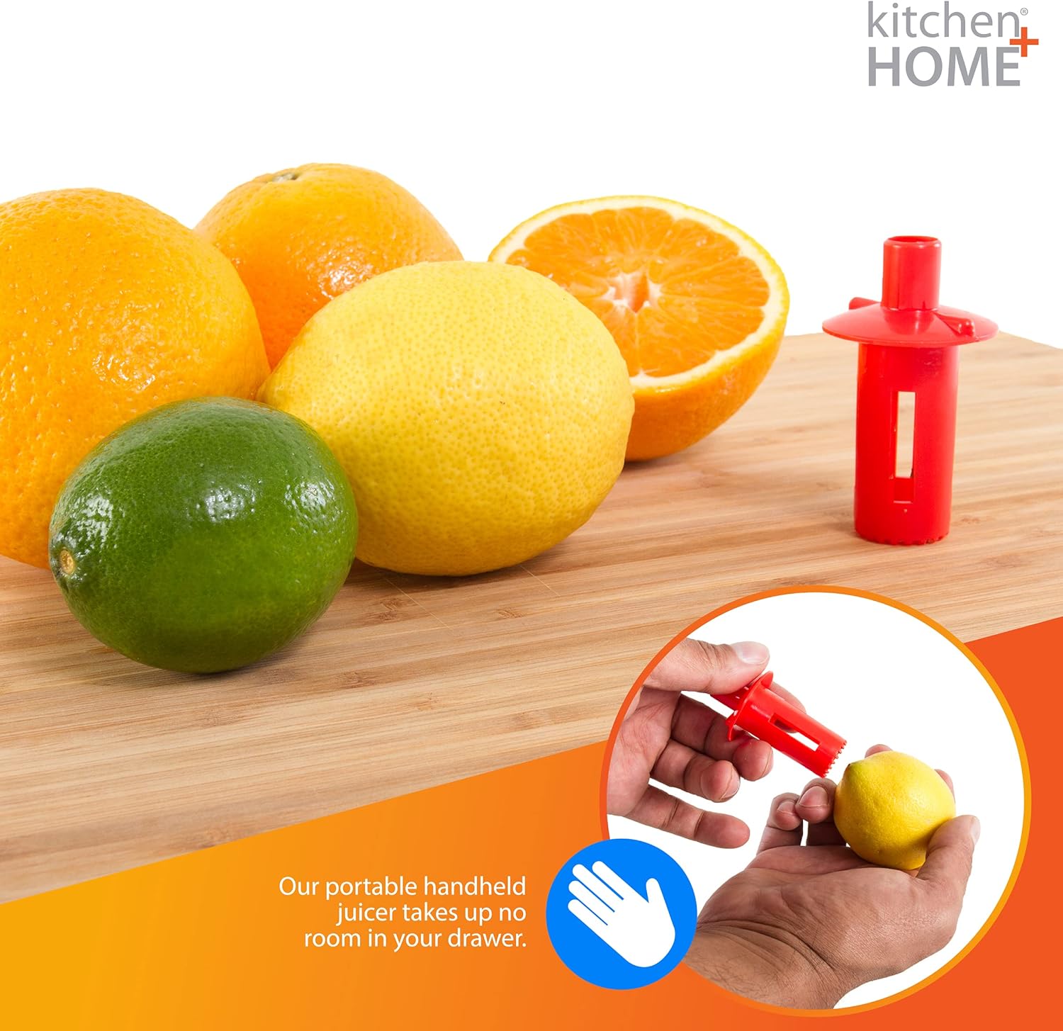 Kitchen + Home Citrus Tap – Exprimidor portátil de limón y lima, boquilla de cítricos de naranja y descorazonador de jalapeño, paquete de 3