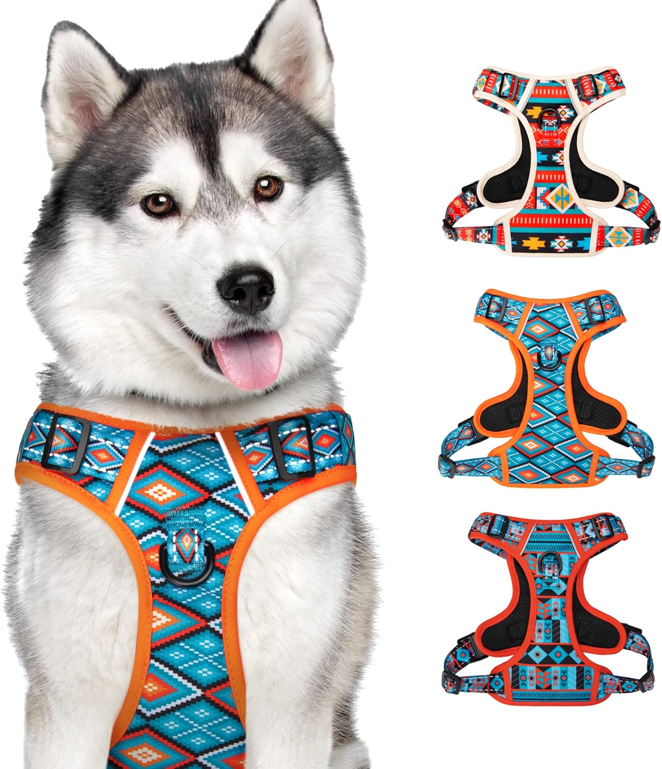 CollarDirect Arnés reflectante sin tirones para perro, con asa y clip frontal, chaleco acolchado suave ajustable para perros pequeños a grandes,