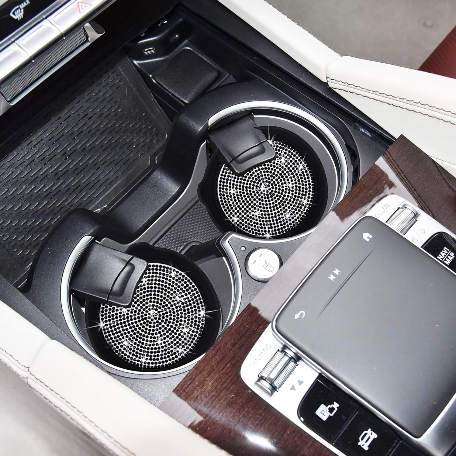 Amooca Portavasos para automóvil, antideslizante, universal, a prueba de tamices, antiderrames, accesorios para el interior del automóvil, paquete