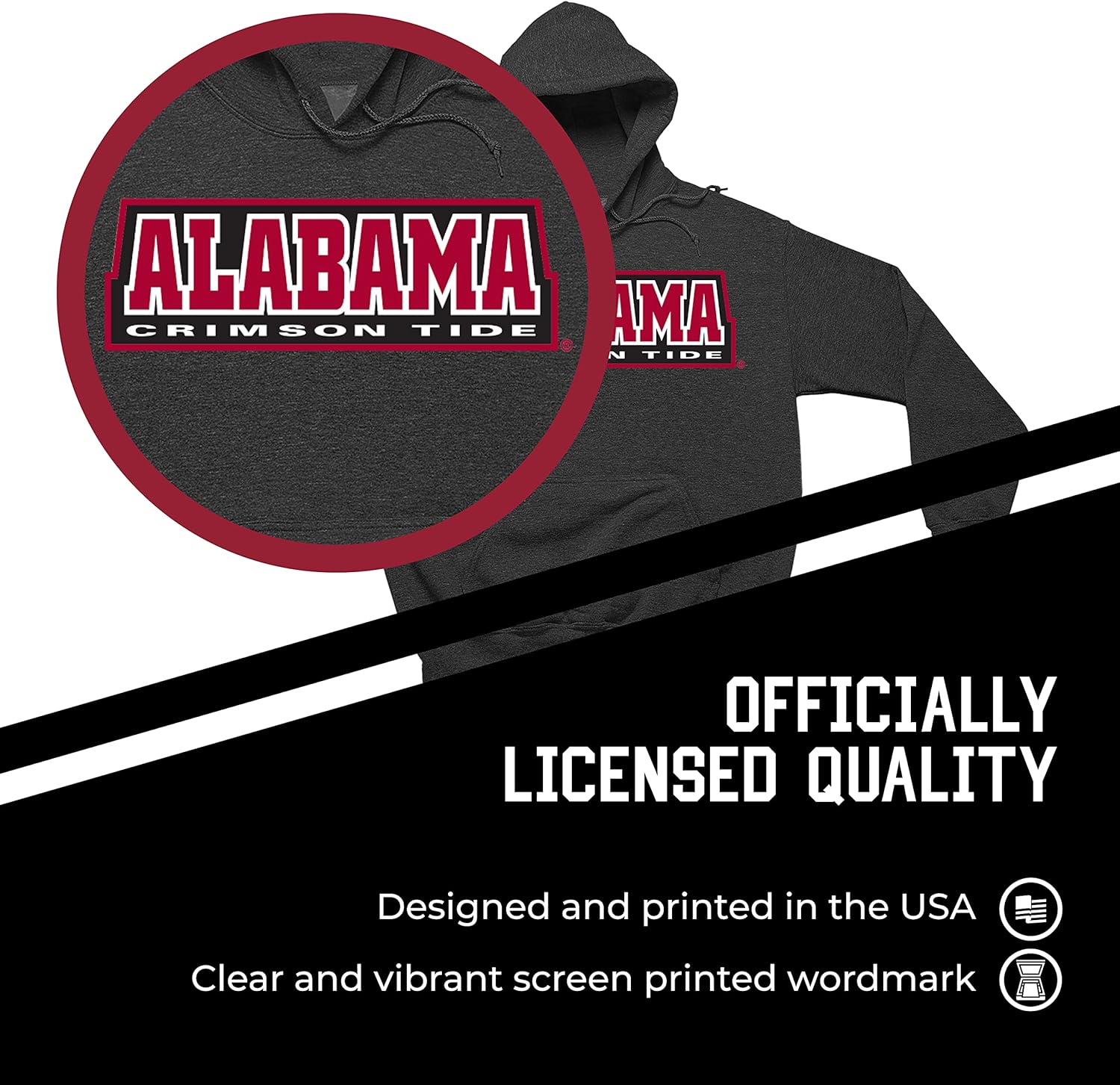 Campus Colors NCAA Adult Cotton Blend Charcoal Hooded Sweatshirt – Made from Ringspun and Versatility