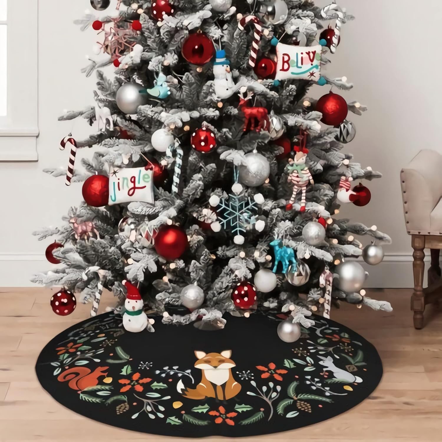 Falda de árbol de Navidad, corona de bosque de 30 pulgadas, falda de árbol de Navidad, tapete de árbol de Papá Noel, festivo, fiesta, hogar, Año