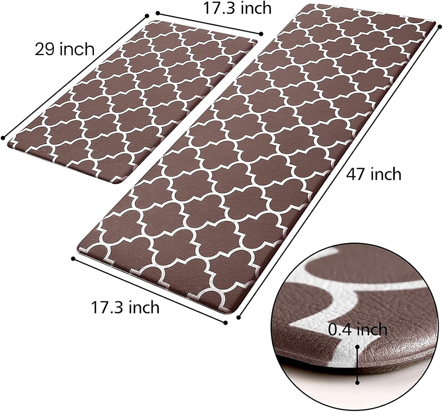 KMAT – 2 Tapetes para cocina, acojinados, antifatiga, impermeables, antideslizantes, de PVC resistente y espuma cómoda y ergonómica para estar de