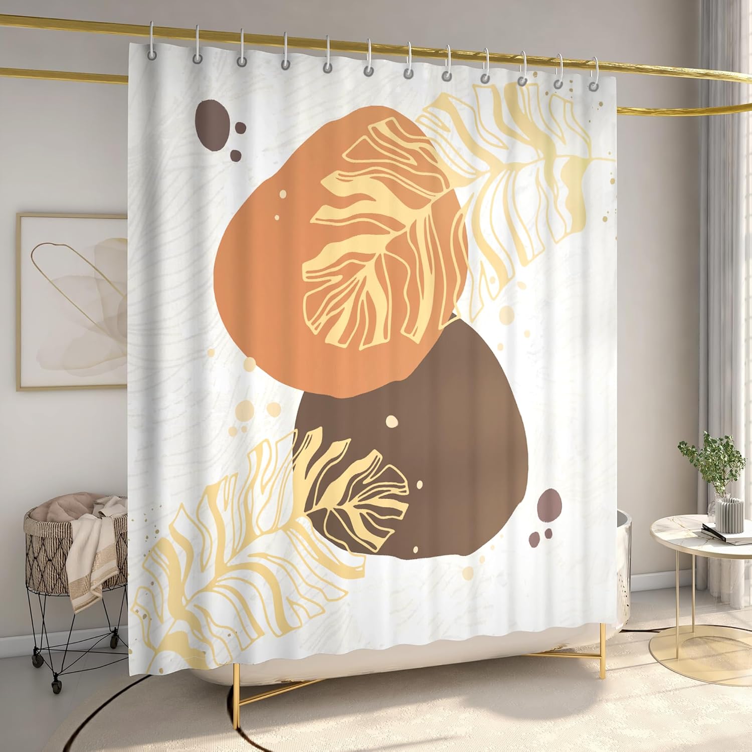Cortinas de ducha modernas para decoración de baño, juego de cortinas de ducha bohemias lavables con 12 ganchos para artículos esenciales de