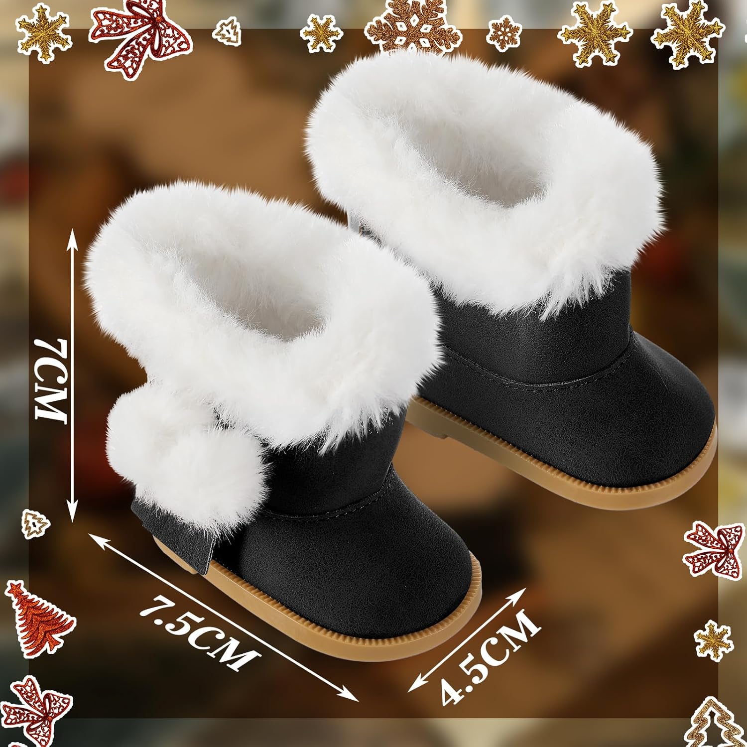 Bencailor 3 pares de zapatos de muñeca mini botas de invierno con forro de cachemira para muñecas de 18 pulgadas (estilo novedoso)