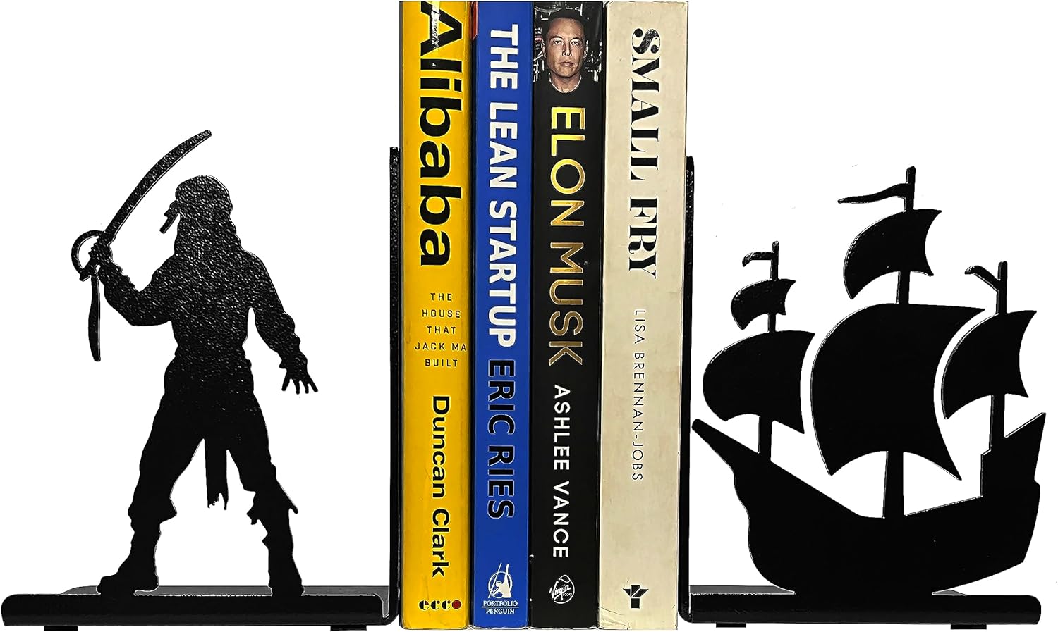 HeavenlyKraft Sujetalibros decorativos de metal para estantes, sujetalibros pirata, extremos de libros antideslizantes, tapón de libro para