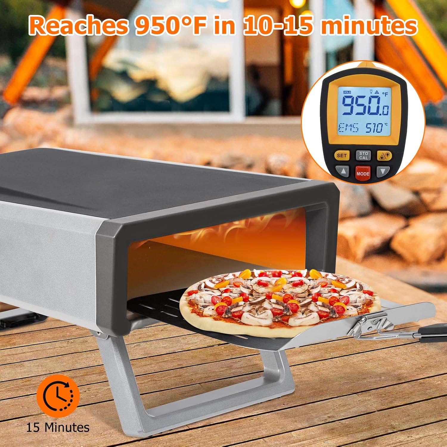 Horno de pizza al aire libre de 12 pulgadas a gas Hornos de pizza para exterior, con accesorios portátiles para cocina al aire libre