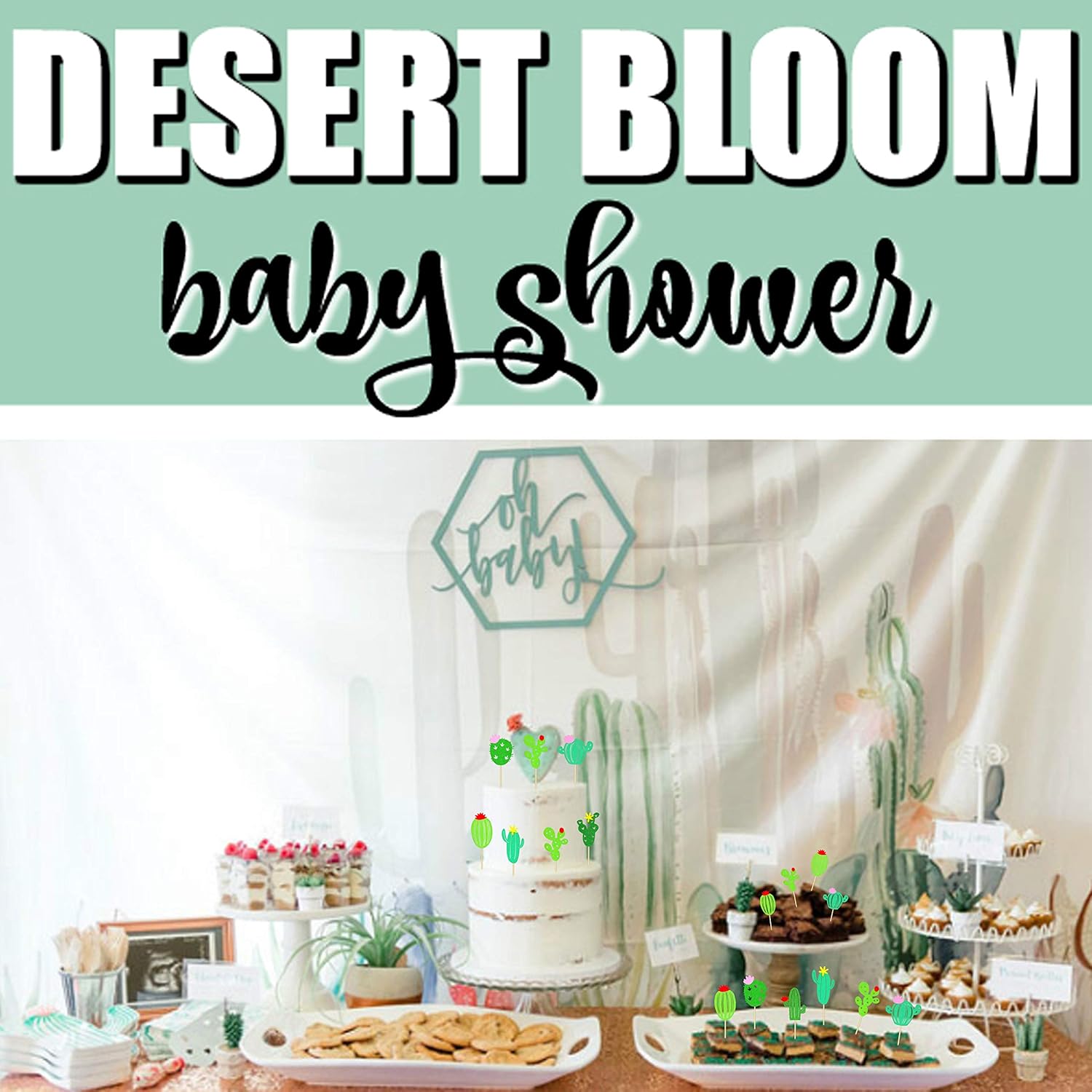 Decoración para cupcakes de cactus para cumpleaños, baby shower, suministros de fiesta, cactus, llama, decoración de tartas, 32 piezas