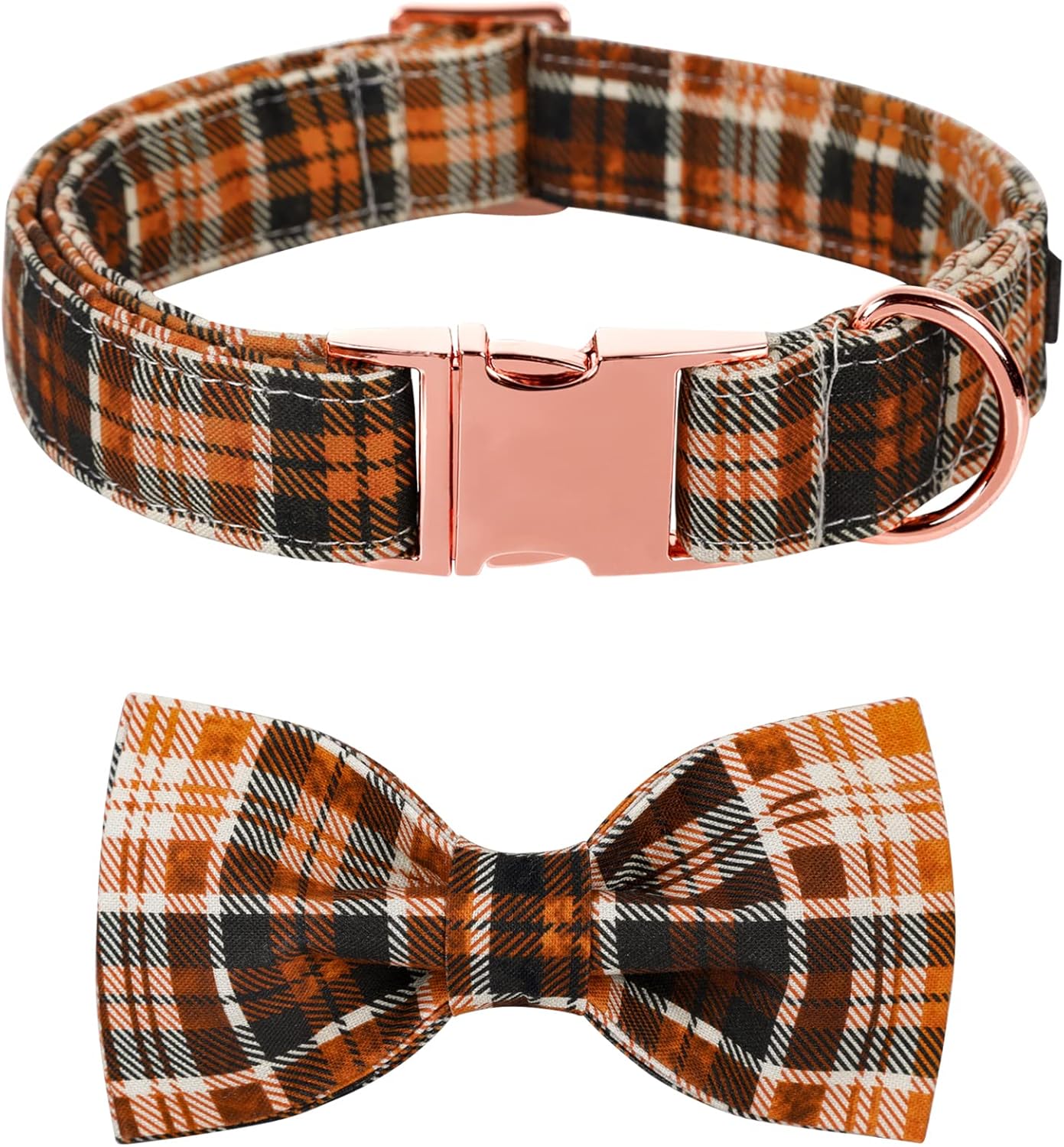Lionet Paws Collar de perro de Halloween con corbatín  Lindo collar de algodón ajustable con lazo de otoño con hebilla de metal para perro pequeño,