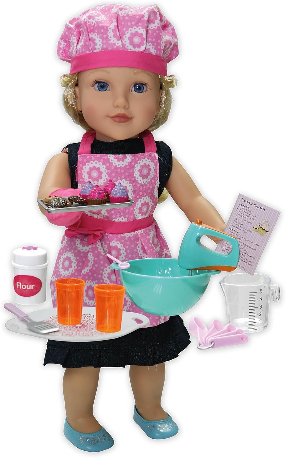 Juego de accesorios para hornear de muñecas de 18 pulgadas, apto para la mayoría de muñecas de 18 pulgadas, muebles de muñeca, mini utensilios de