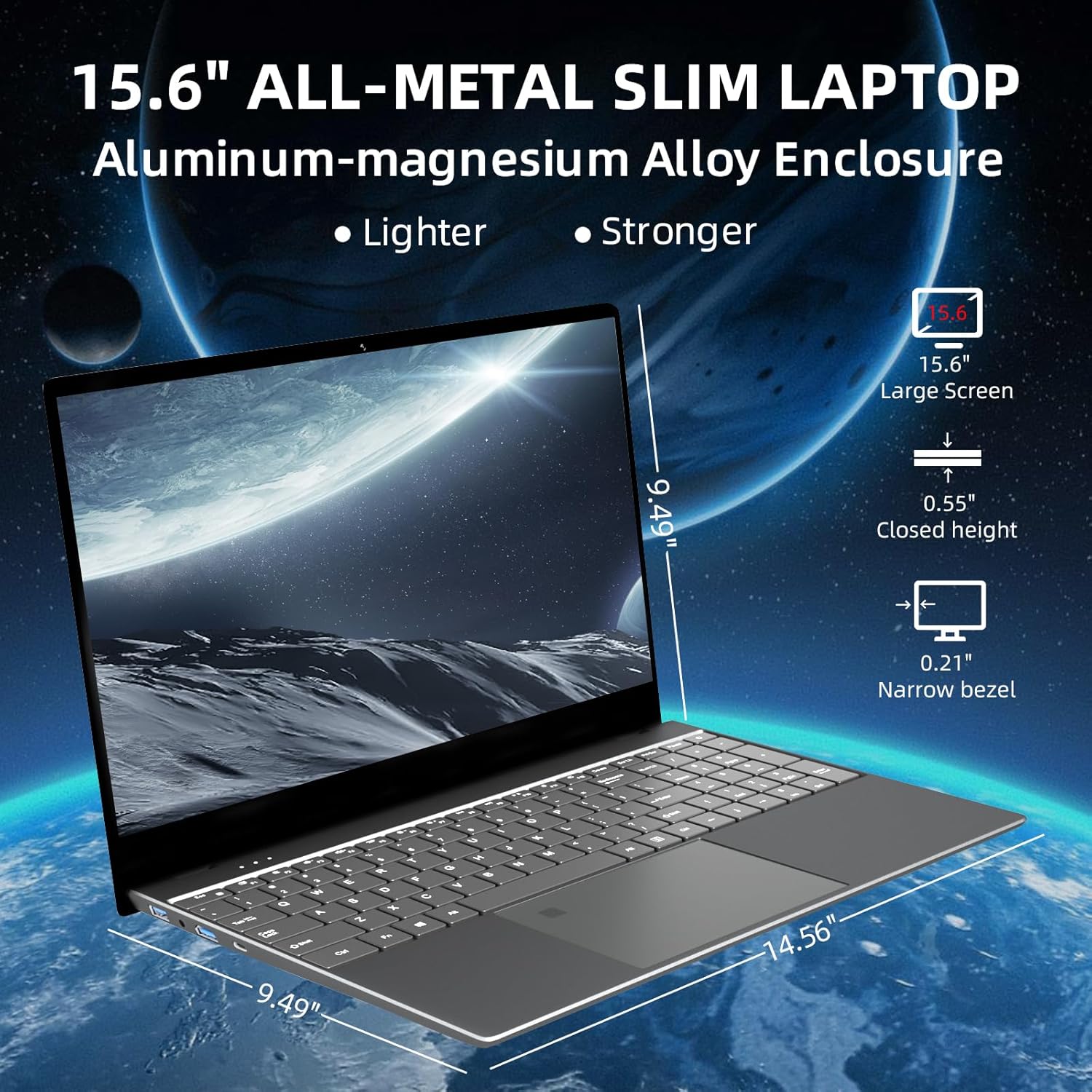 Morostron Laptop con pantalla táctil de 15.6 pulgadas, 16 GB de RAM, 1 TB SSD 1080P FHD, Windows 11 Intel Quad-Core, portátil de metal completo con