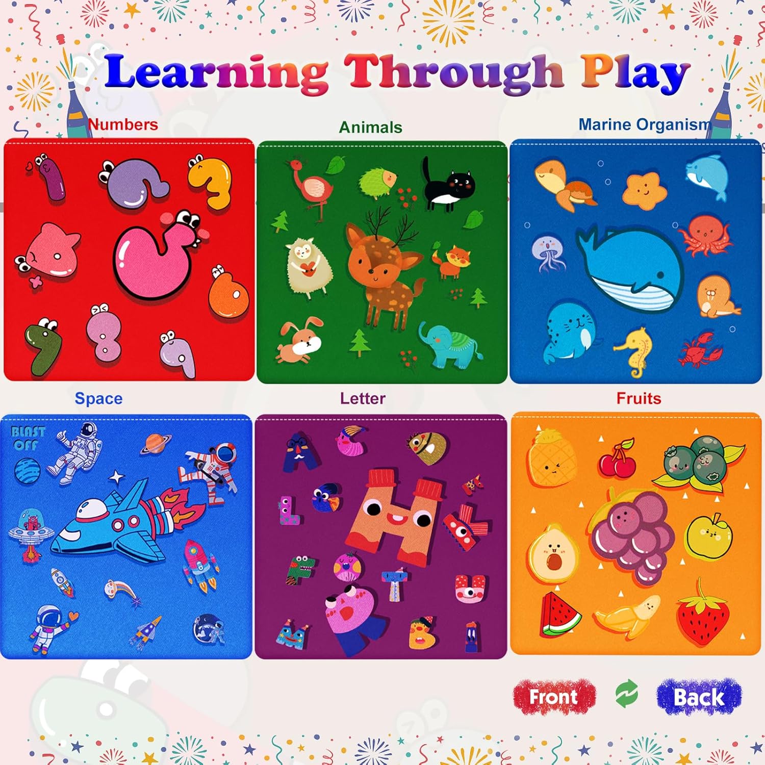 ANOOVV Caja de pañuelos para bebé, juguetes Montessori de 6 a 12 meses, juguetes Montessori para bebés, juguetes suaves de relleno de colores de