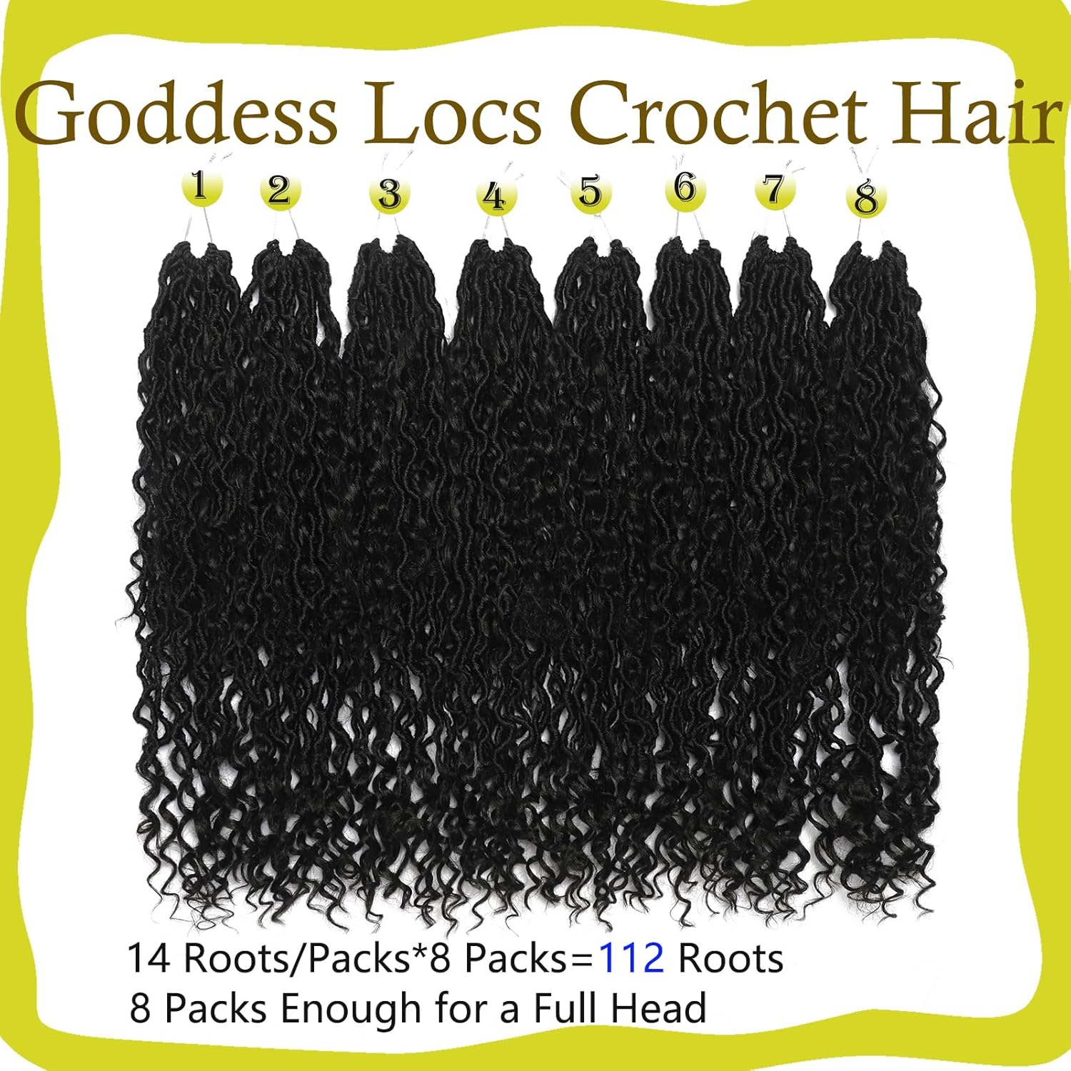 Rastas de ganchillo Goddess Locs de 18 pulgadas, cabello de ganchillo de río de río de cabello de ganchillo 8 paquetes de rastas bohemias hippie de