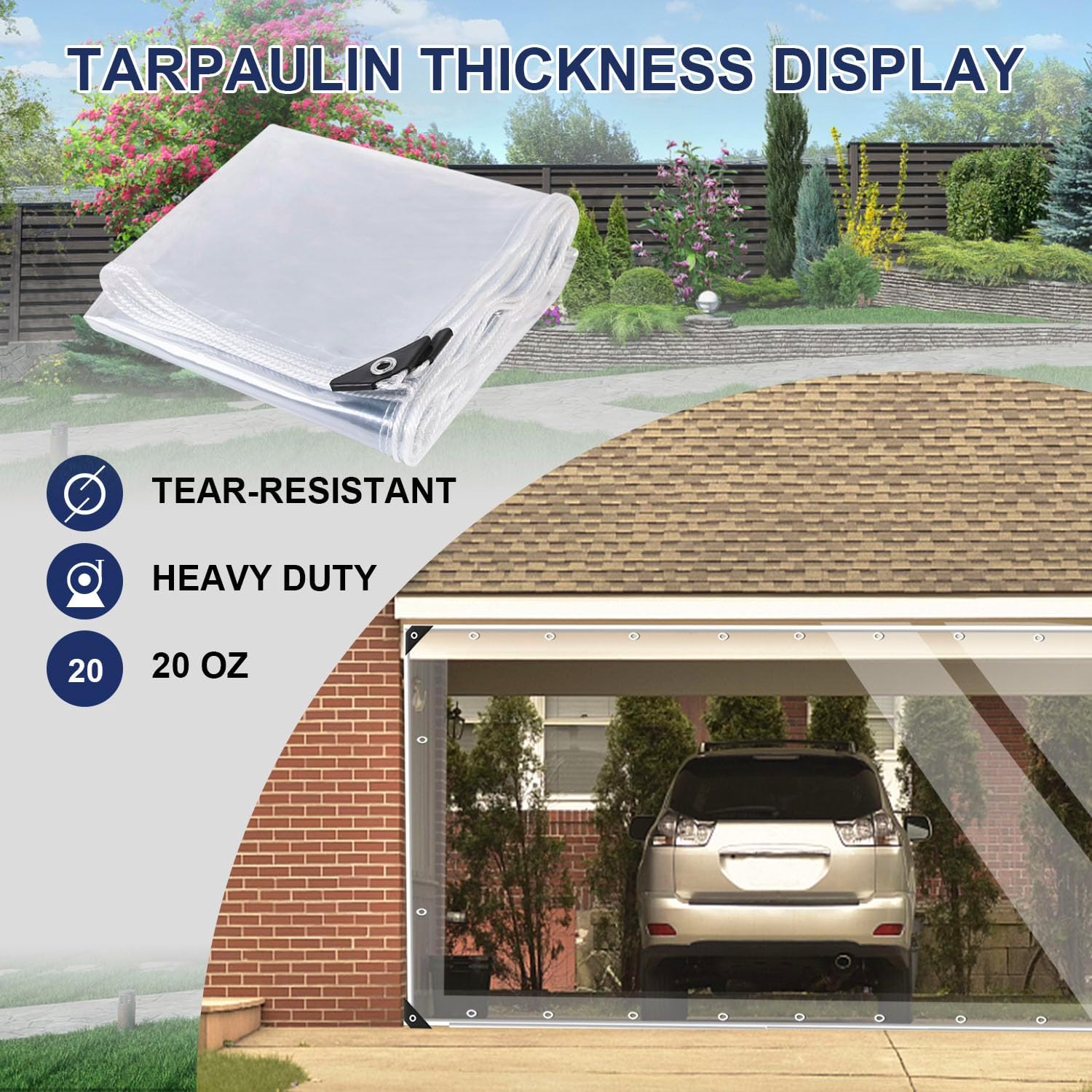Ezcasch Cortina transparente para exteriores, 20 onzas, cortina de PVC Vinly para exteriores, cortina resistente a la intemperie, para pérgola,