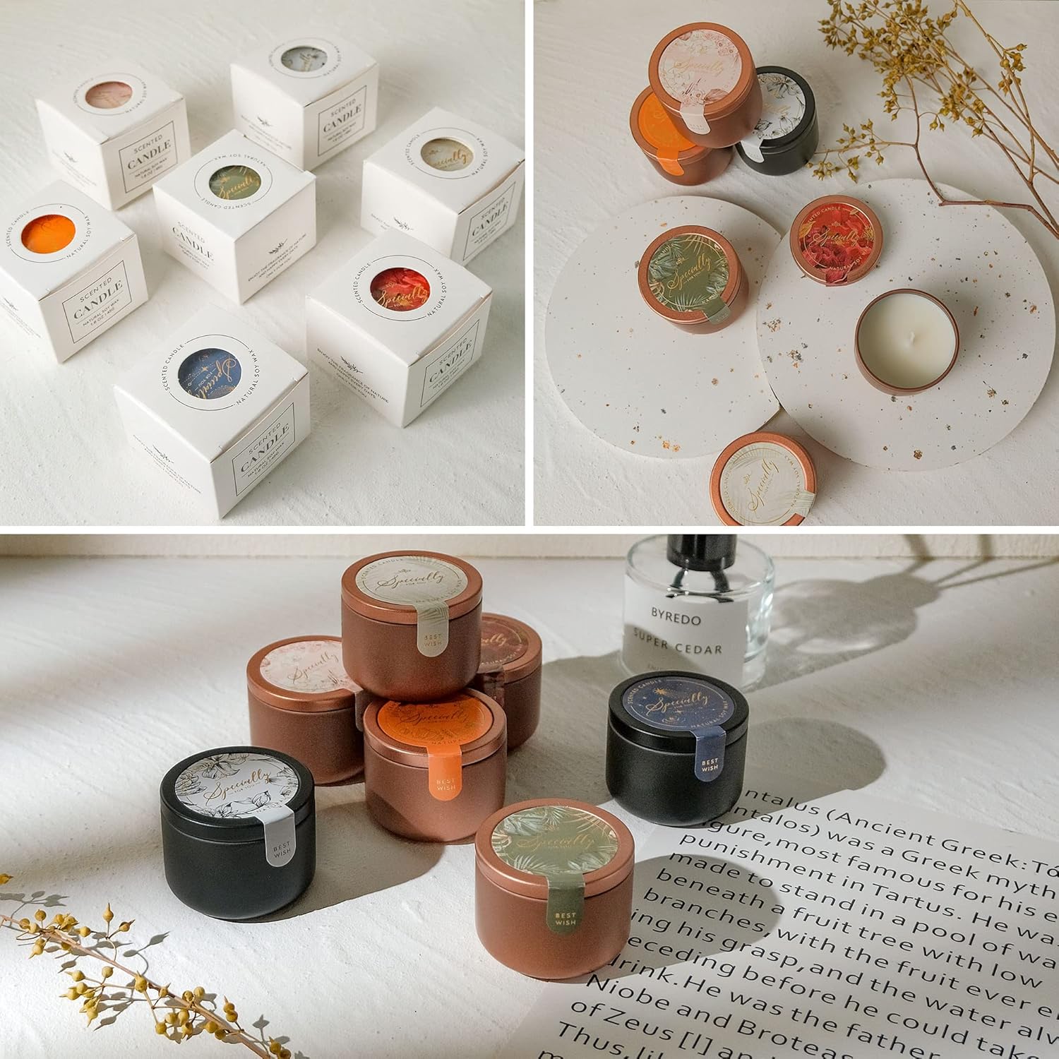 Paquete de 6 velas perfumadas, juego de velas de aromaterapia, especialmente diseñadas para regalo de damas de honor, regalos ideales para bodas,