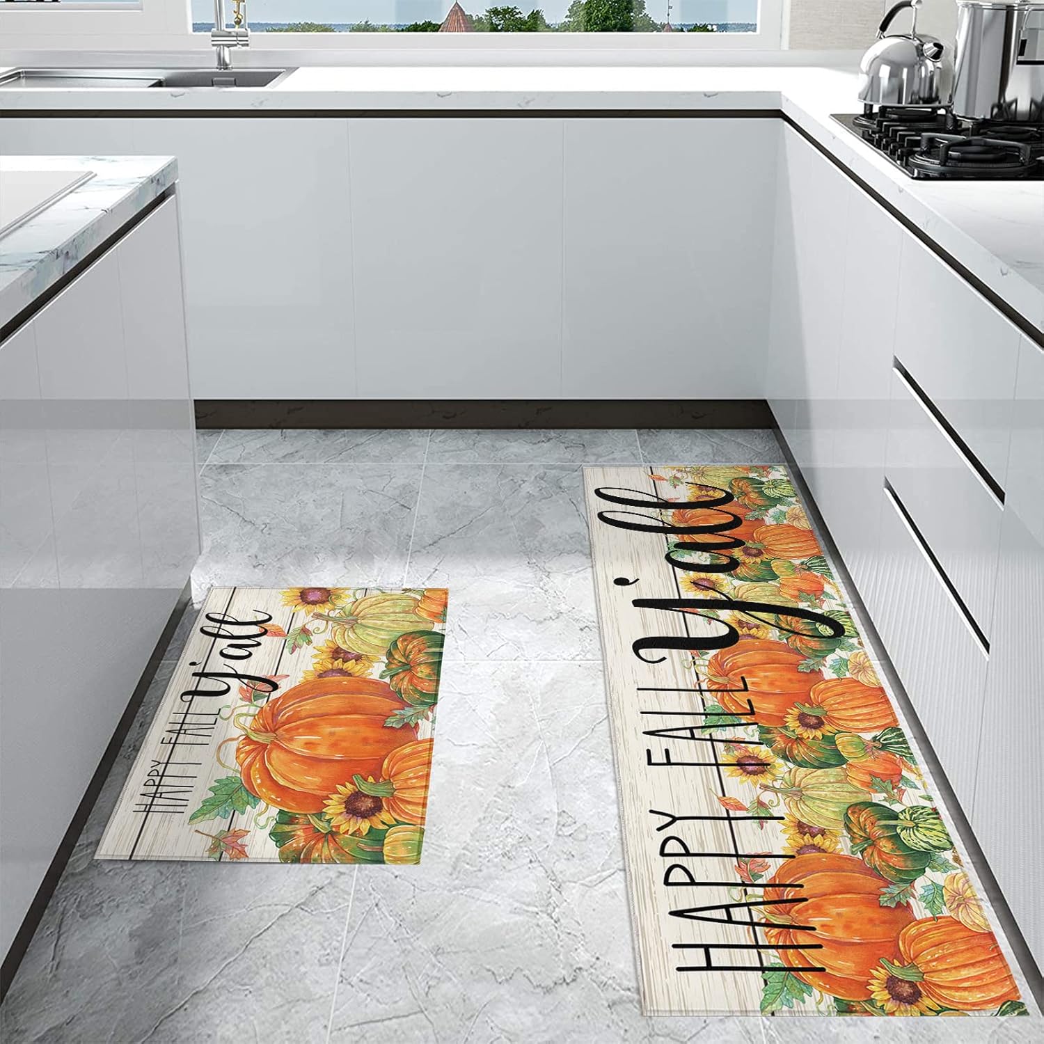 Miaklek Alfombra de cocina antideslizante para decoración de casa de otoño, alfombras de cocina suaves para piso, alfombra de cocina,