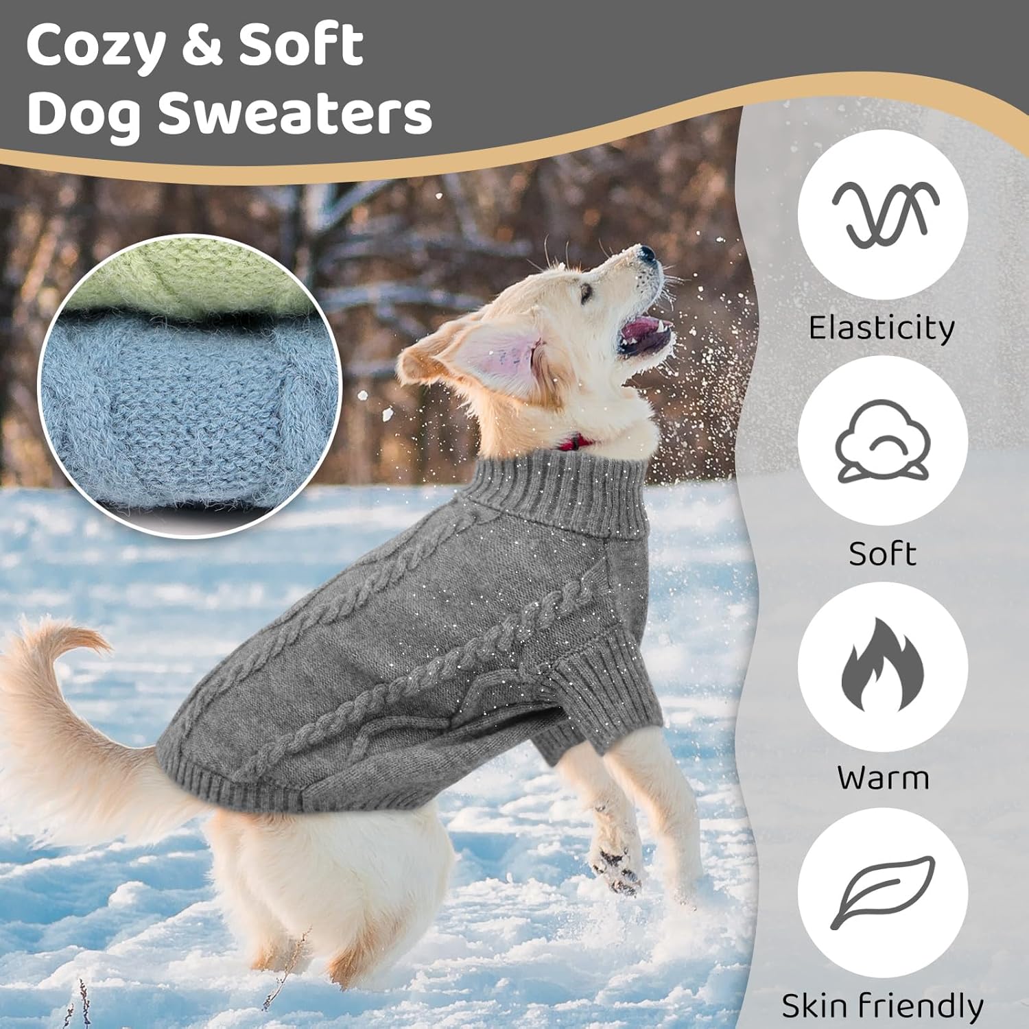 Queenmore Suéter pequeño para perro, ropa de punto trenzado para clima frío, ropa clásica de cuello alto grueso y cálida para chihuahua, bulldog,