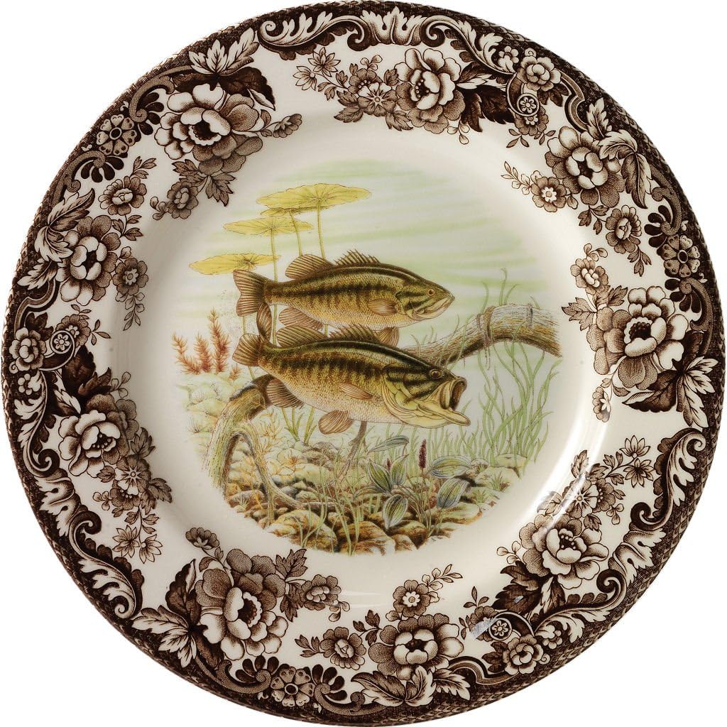 Spode Woodland – Plato de ensalada, bajo  Plato de 8 pulgadas para ensaladas, postres y acompañamientos  Vajilla Cabin Cottage Lodge  Fabricado en