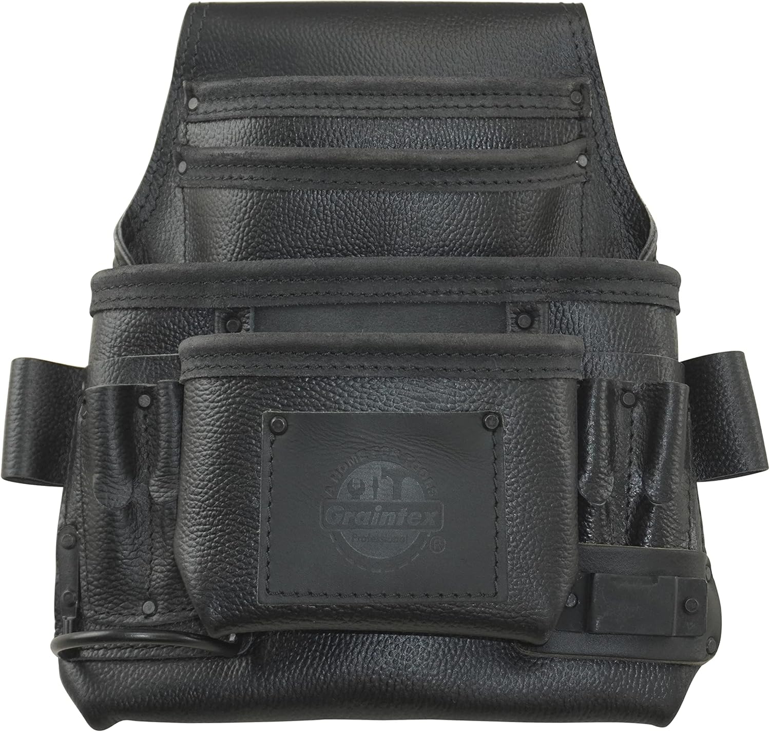 Graintex ST2830 10 bolsillo de uñas y herramientas bolsa de cuero negro resistente de grano superior para enmarcadores, constructores,