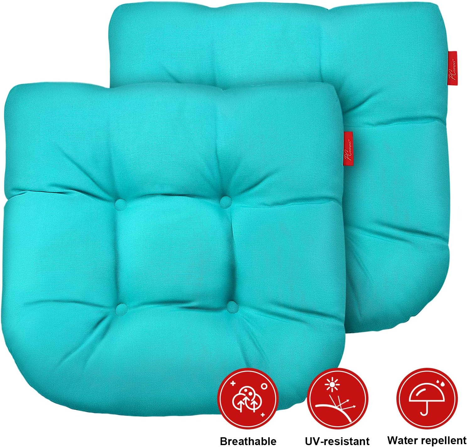 Pcinfuns Cojines de asiento para exteriores, 19 x 19 x 5 pulgadas, cojines de relleno grueso con esquinas redondas para sillas de patio, cojín