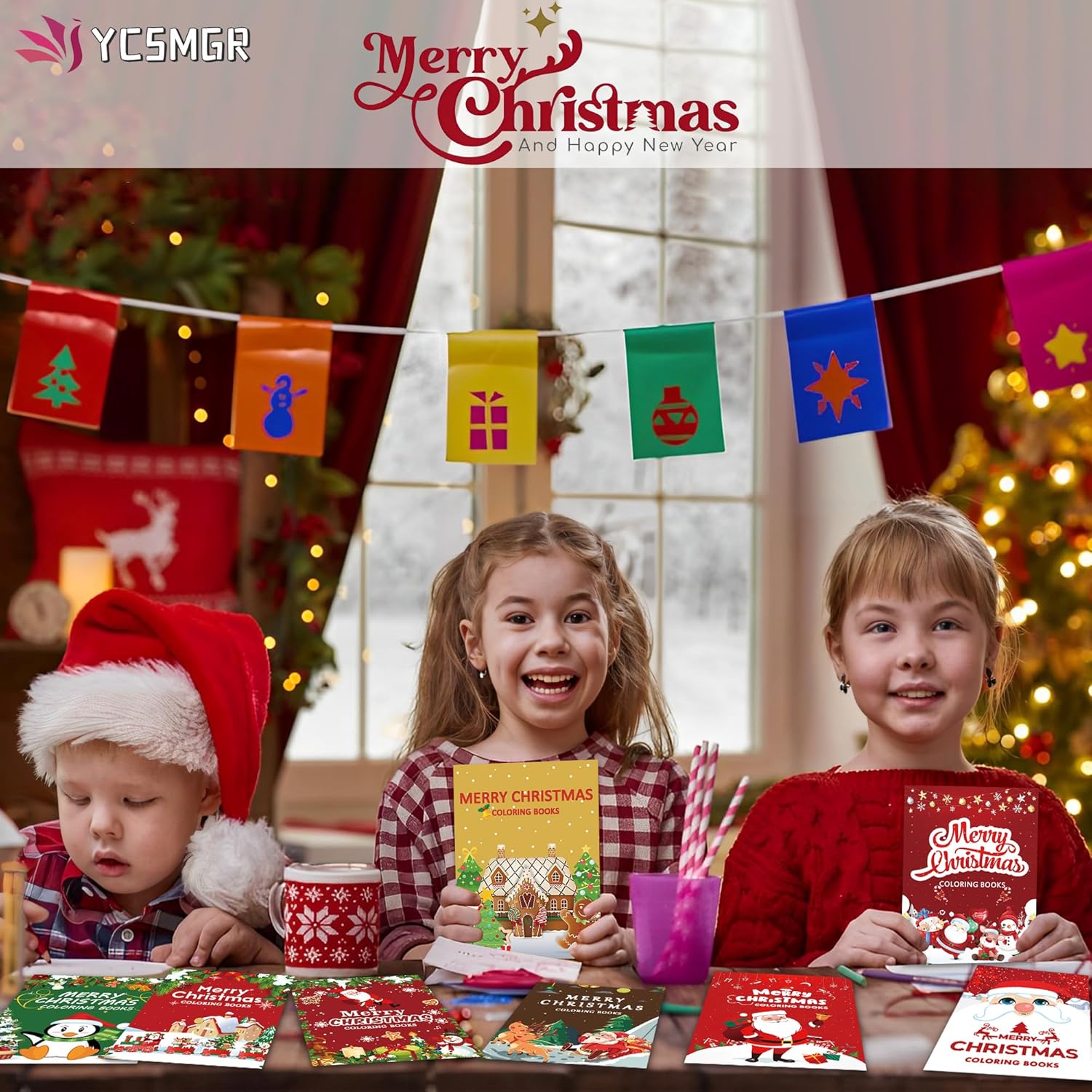 Paquete de 48 libros de Navidad para colorear para niños, niñas, niños, regalos de fiesta de Navidad, libros para colorear a granel, medias de